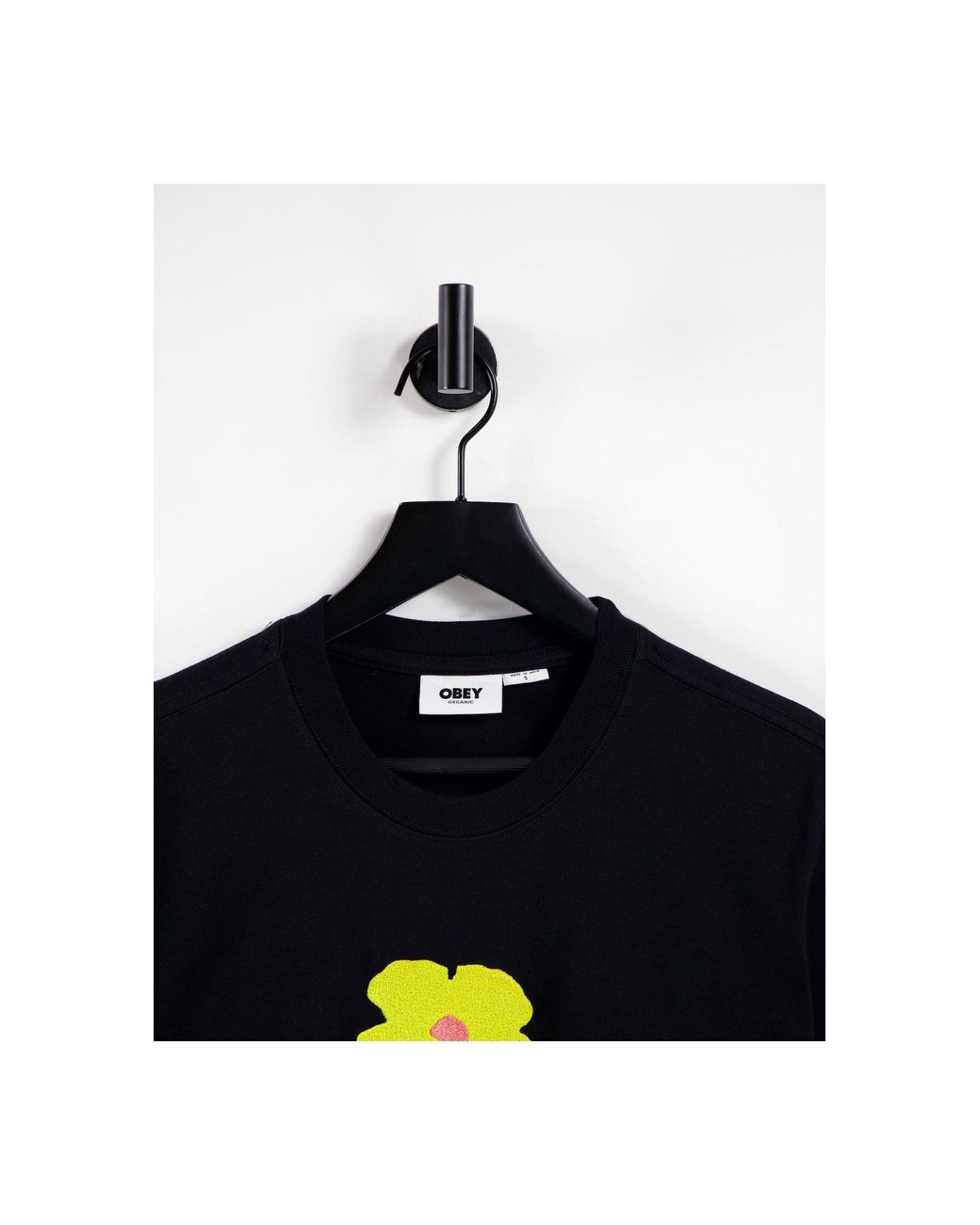 T-shirt oversize avec motif à fleur jaune Obey en coloris Noir | Lyst