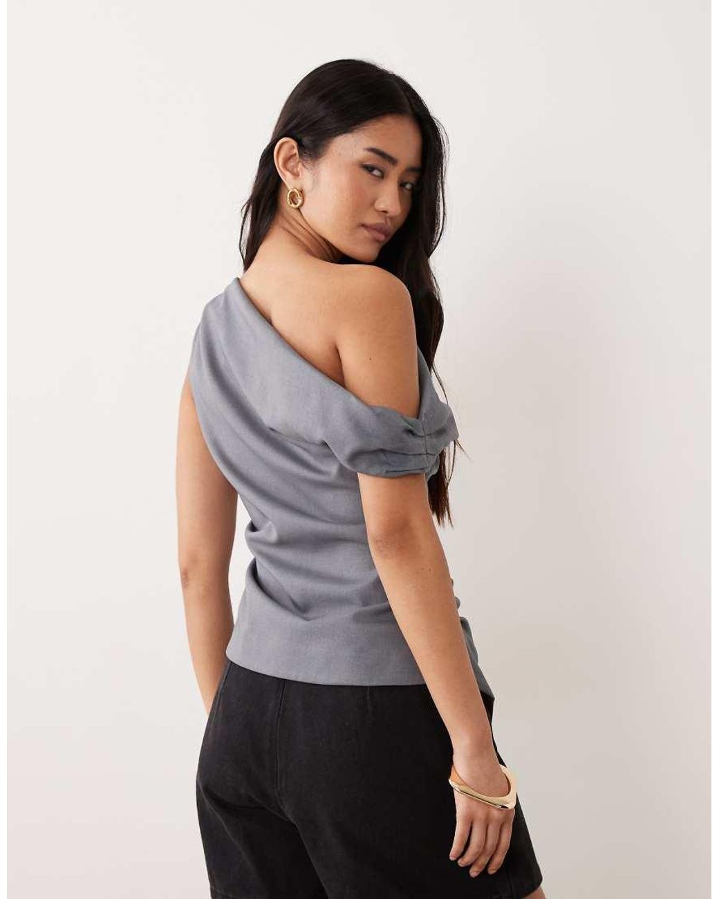 Miss Selfridge Gray Tailored Drape Top