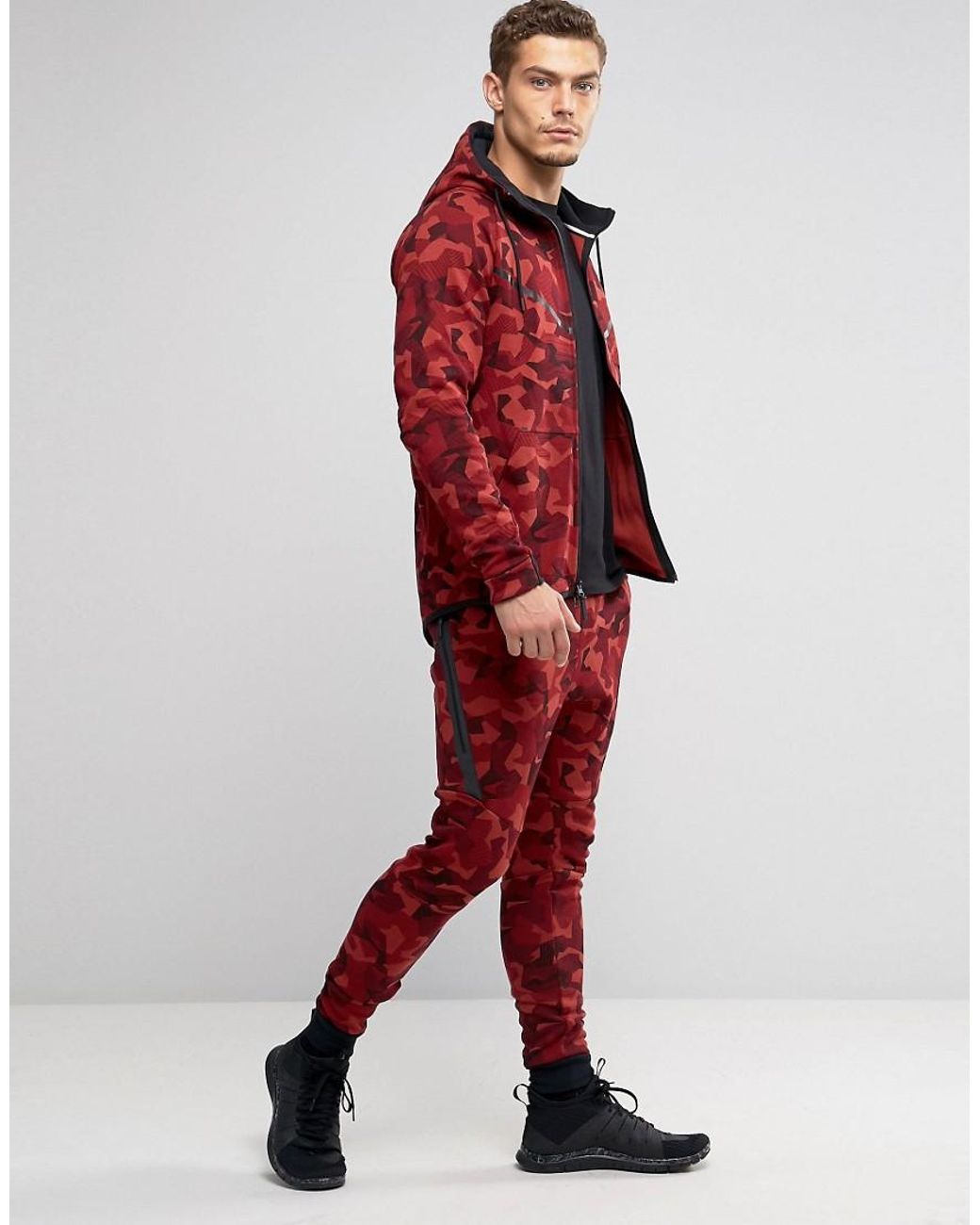 Nike Tech Fleece Camo Hoodie In Red 835866-674 - Red for Men | Lyst UK