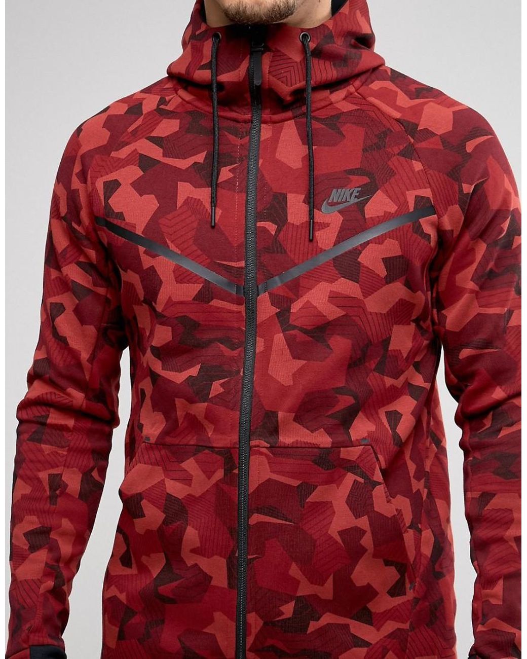 Nike Tech Fleece Camo Joggers In Red 823499-674 | thepadoctor.com