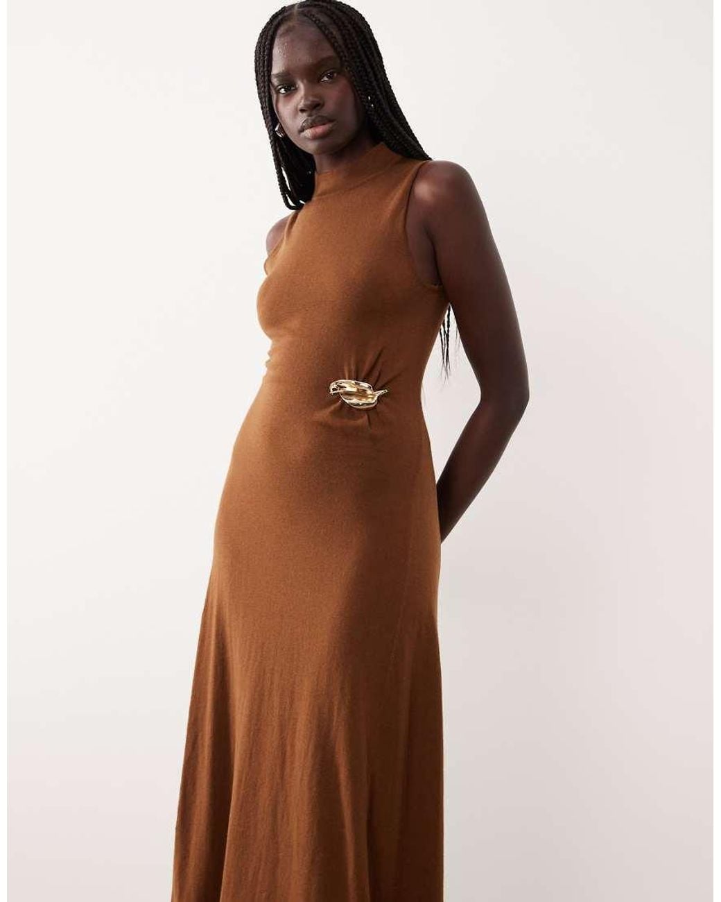 Mango Natural Sleeveless Maxi Dress With Hardware Detail