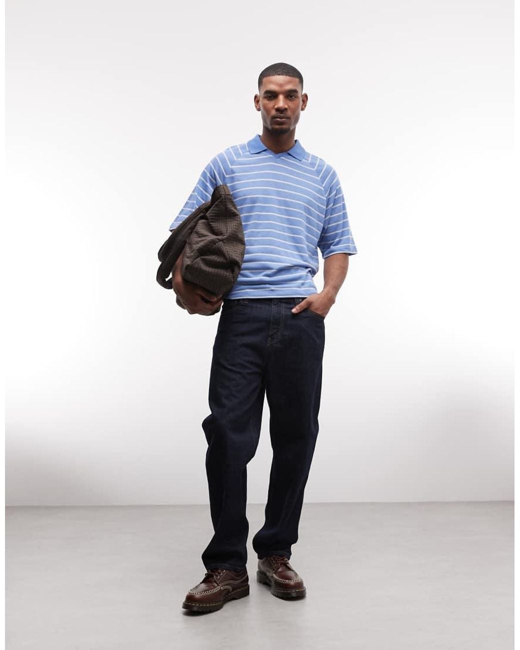 ASOS Blue Boxy Oversized Polo for men