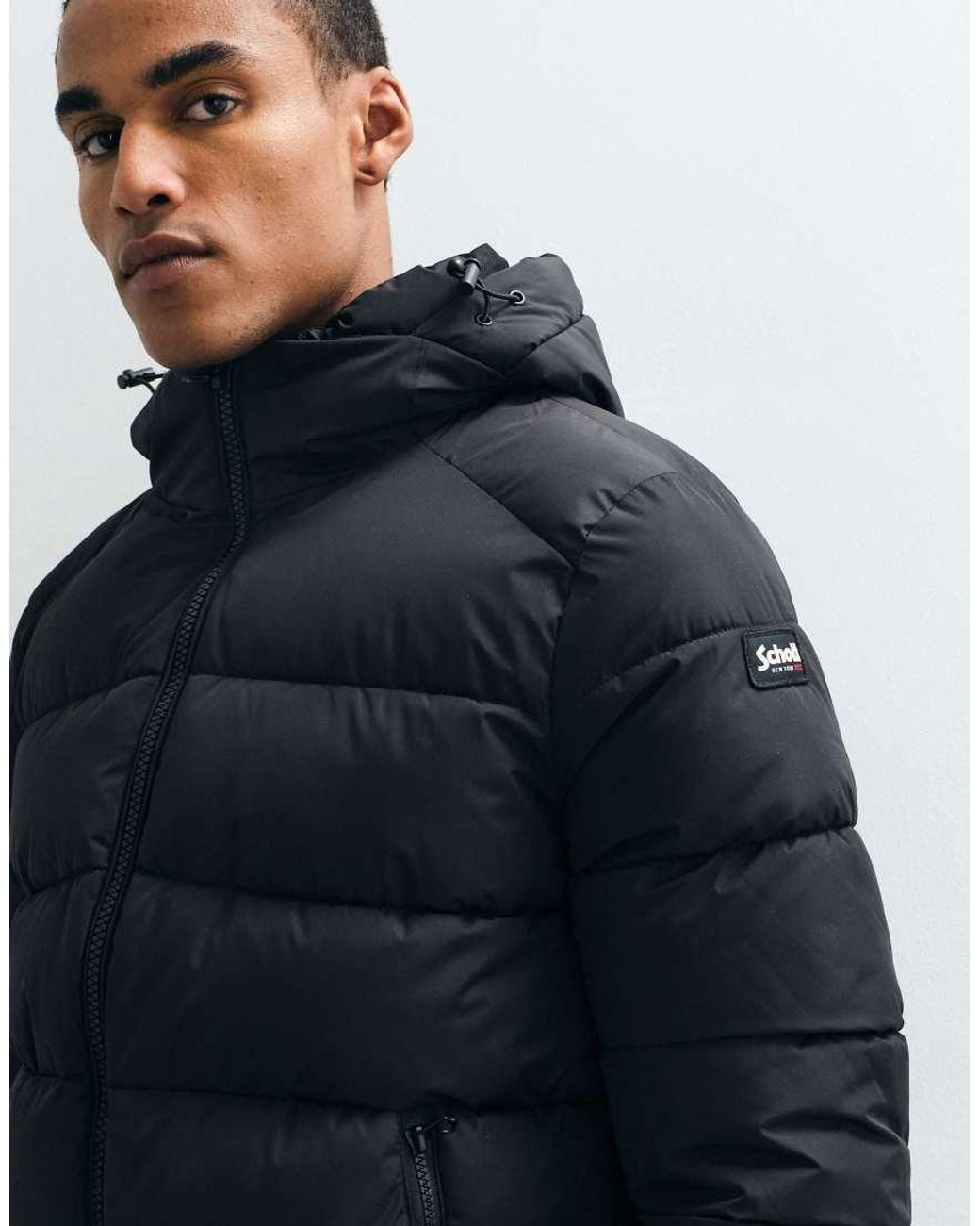 Schott Nyc Blue Hooded Puffer Jacket for men