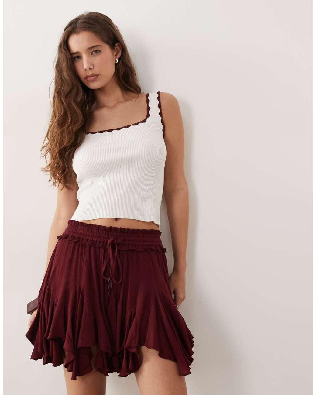 Miss Selfridge Red Hanky Hem Mini Skirt