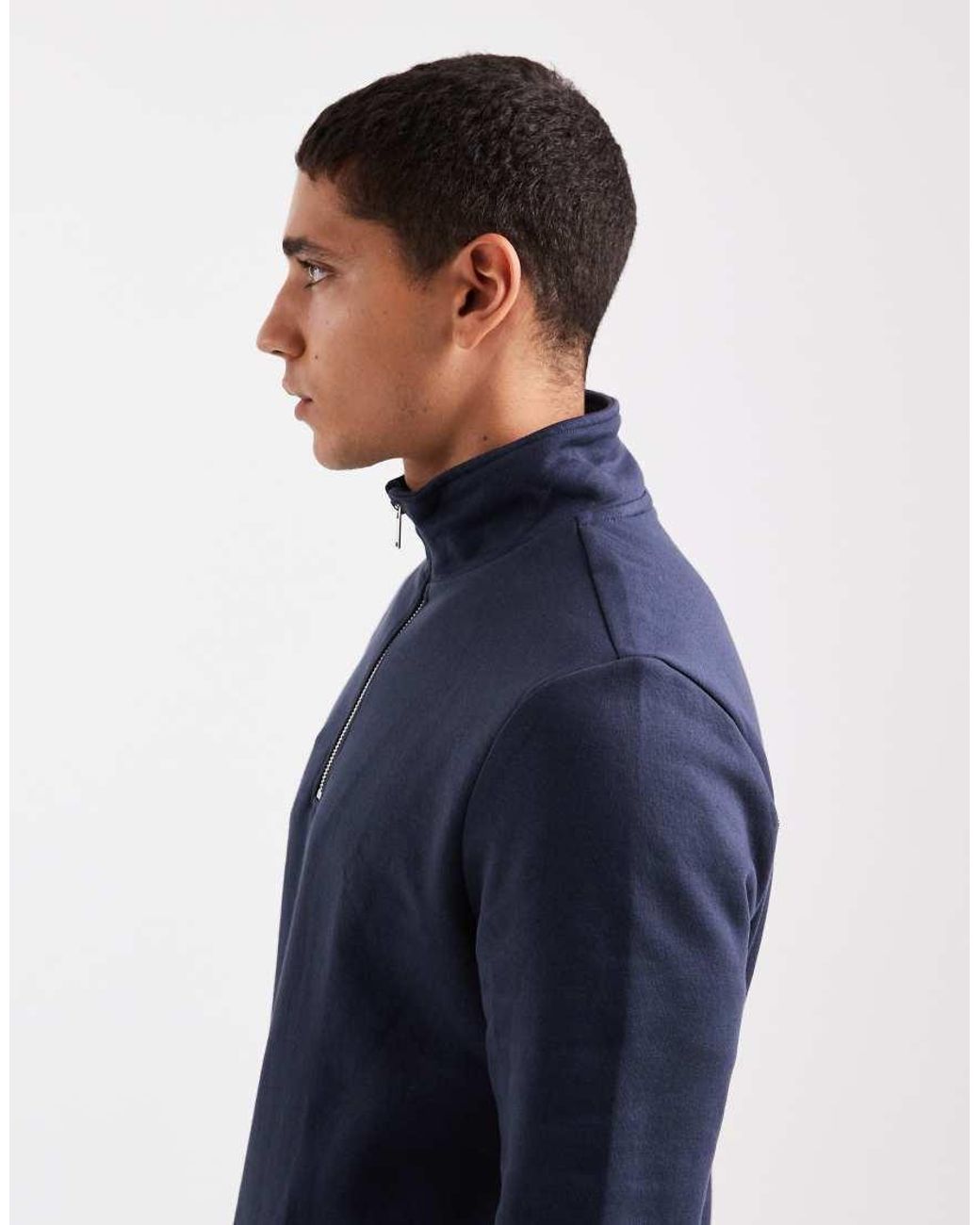 New Look Blue 1/4 Zip Funnel Neck Sweatshirt Co-ord for men