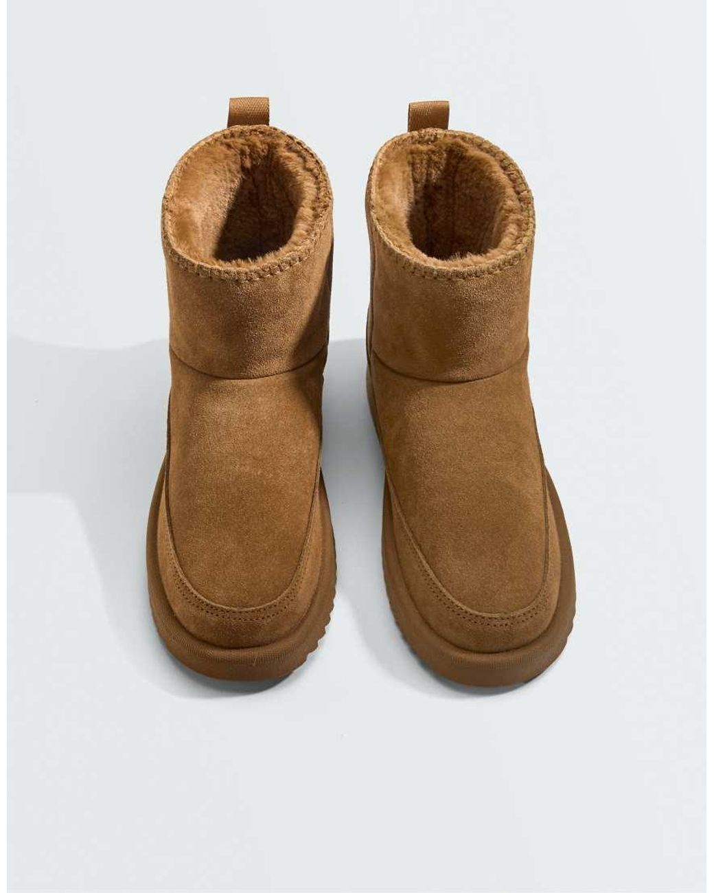 Oysho Brown Leather Ankle Boots