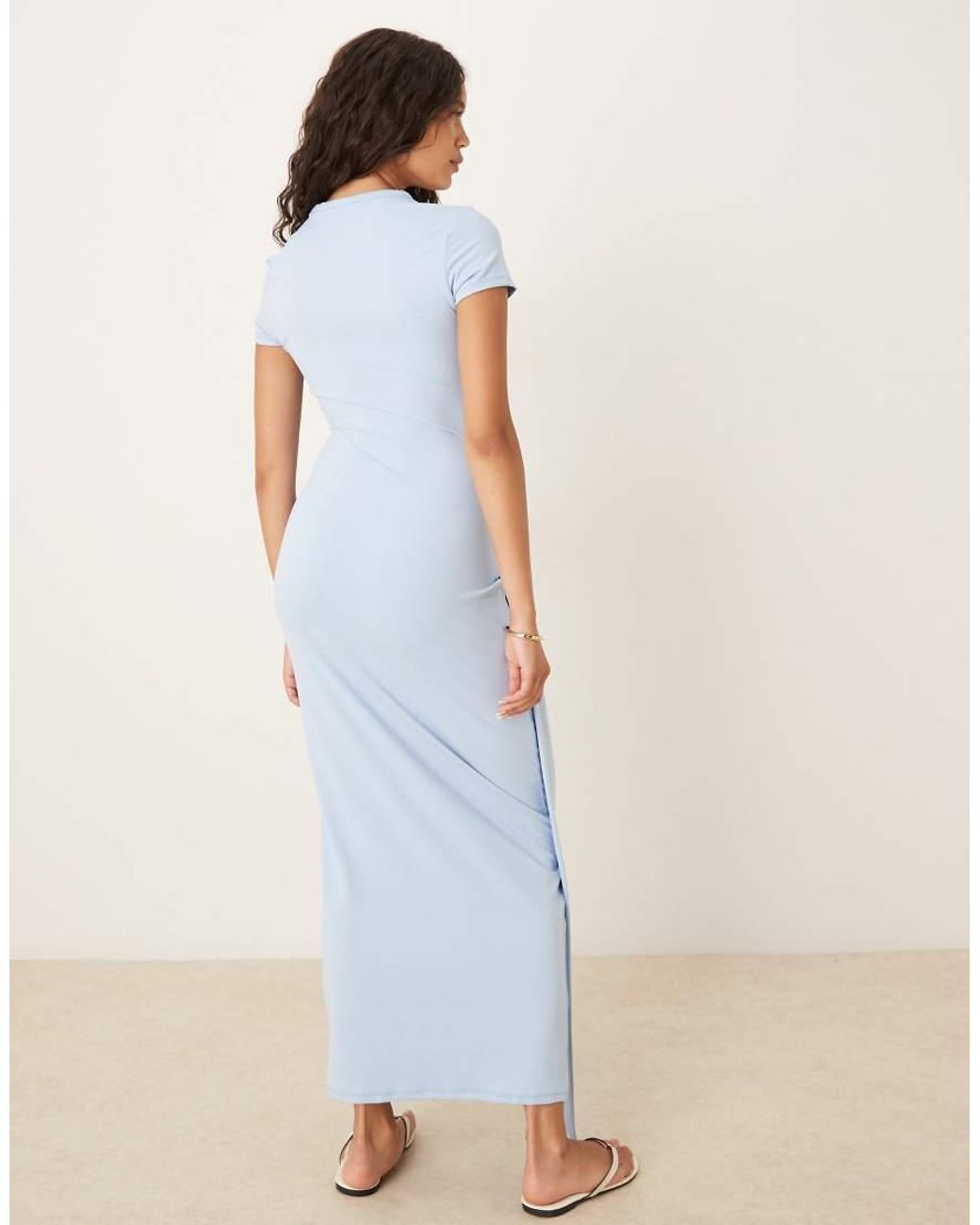 ASOS Blue T-shirt Midi Dress With Waist Knot Detail