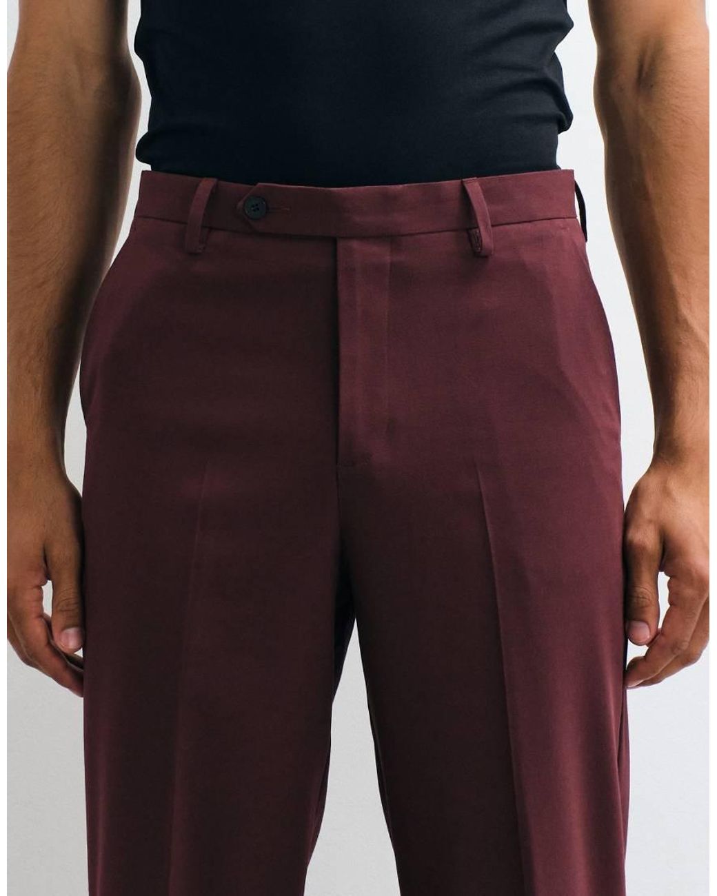 ASOS Red Relaxed Tape Fit Suit Trousers for men