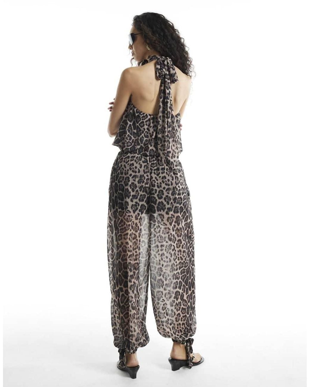 River Island Black Leopard Print Chiffon Balloon Trousers