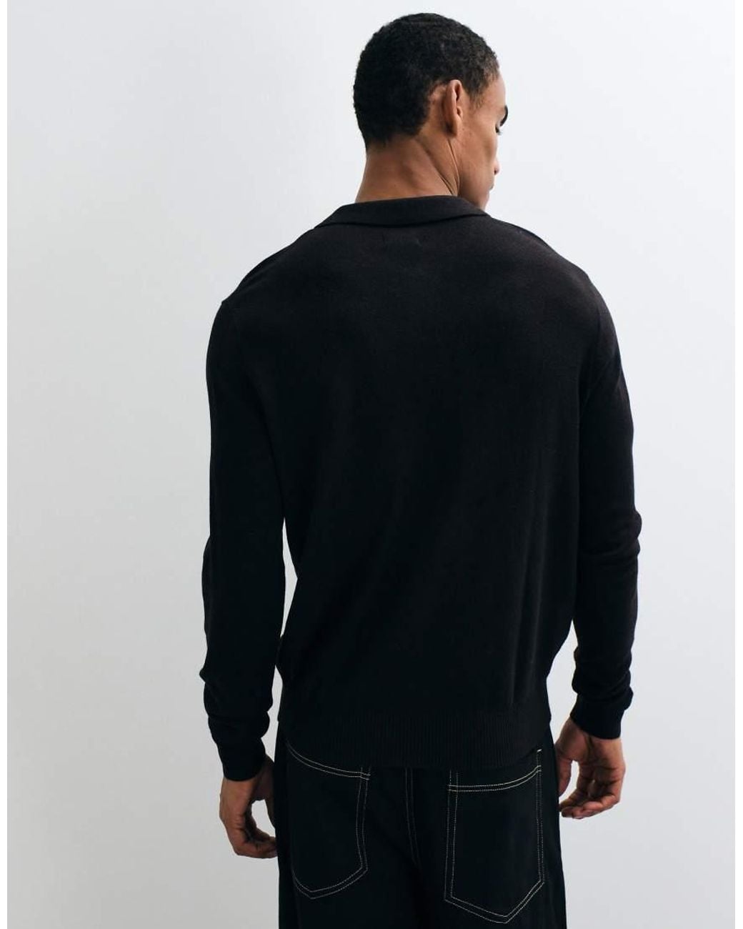 JJ Rebel Blue Knitted Long Sleeve Polo for men