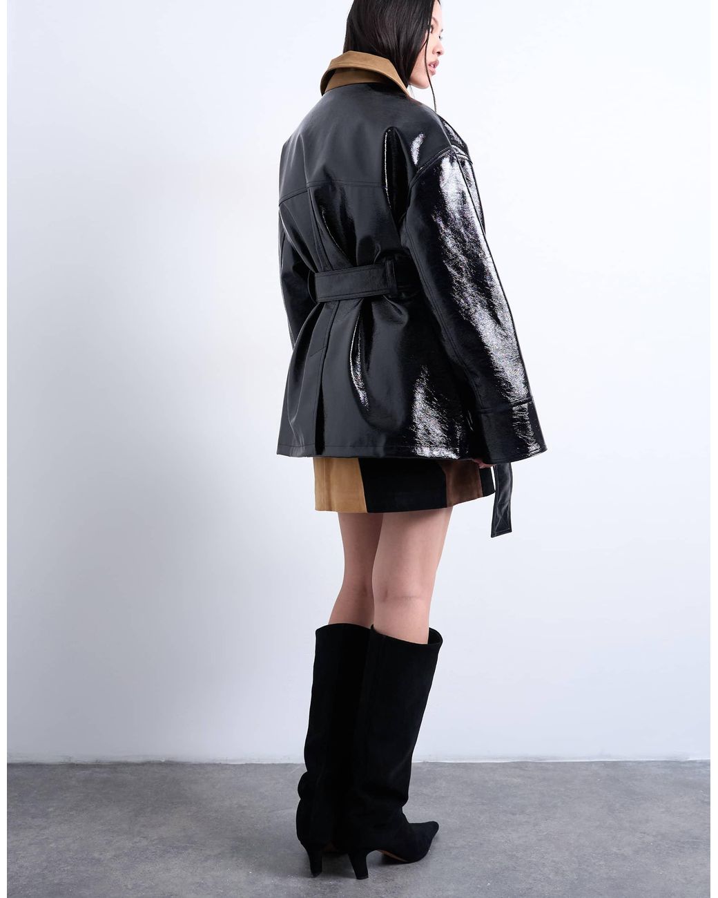 TOPSHOP Black – hemdjacke aus vinyl