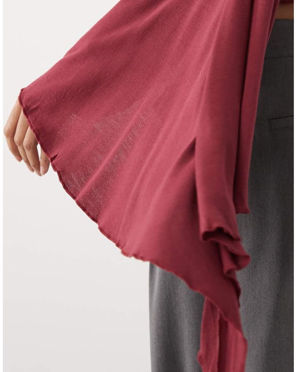 ASOS Red Longline Flare Sleeve Cape Top
