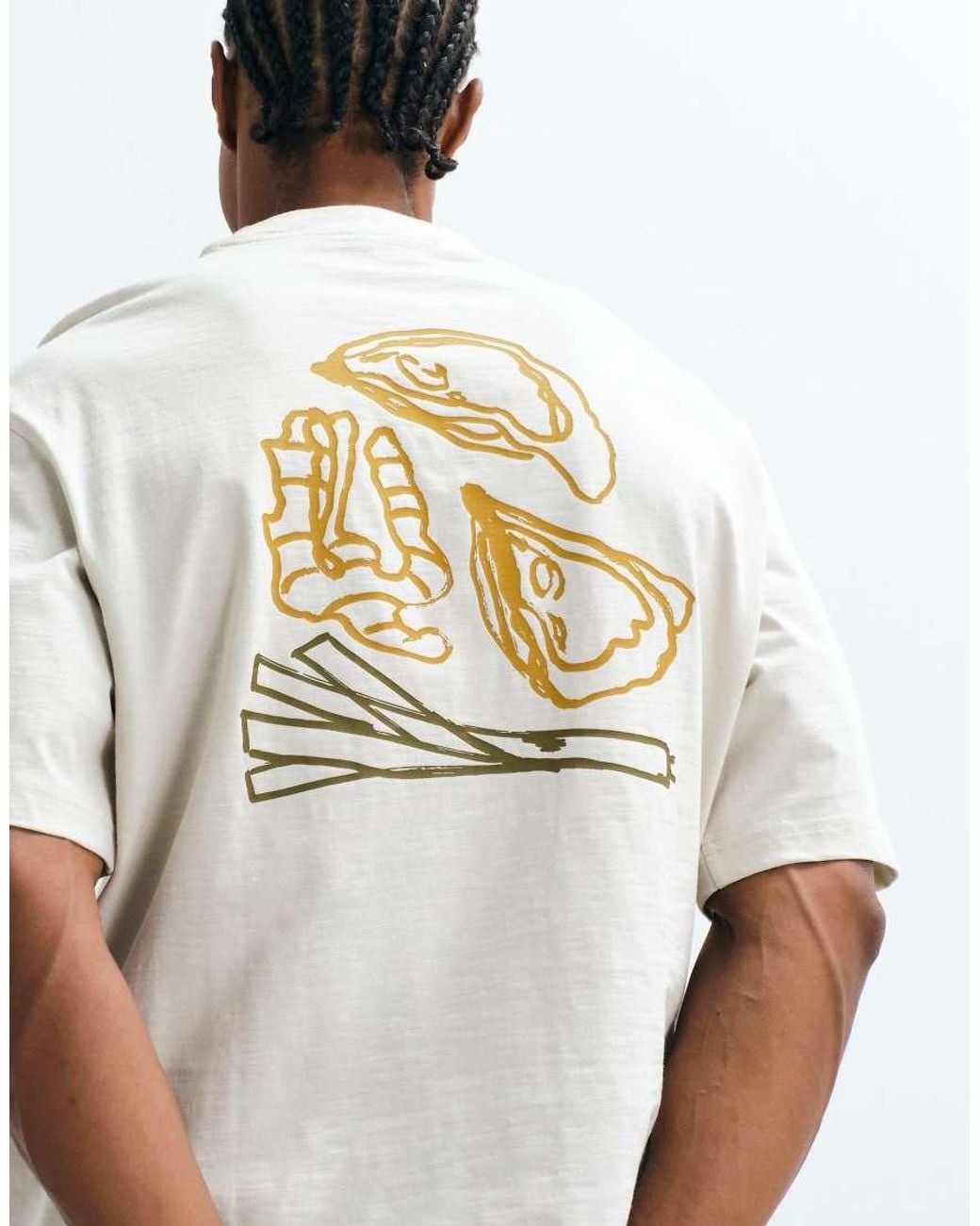 SELECTED White X Domestic 100% Cotton Heavyweight T-shirt With Print for men