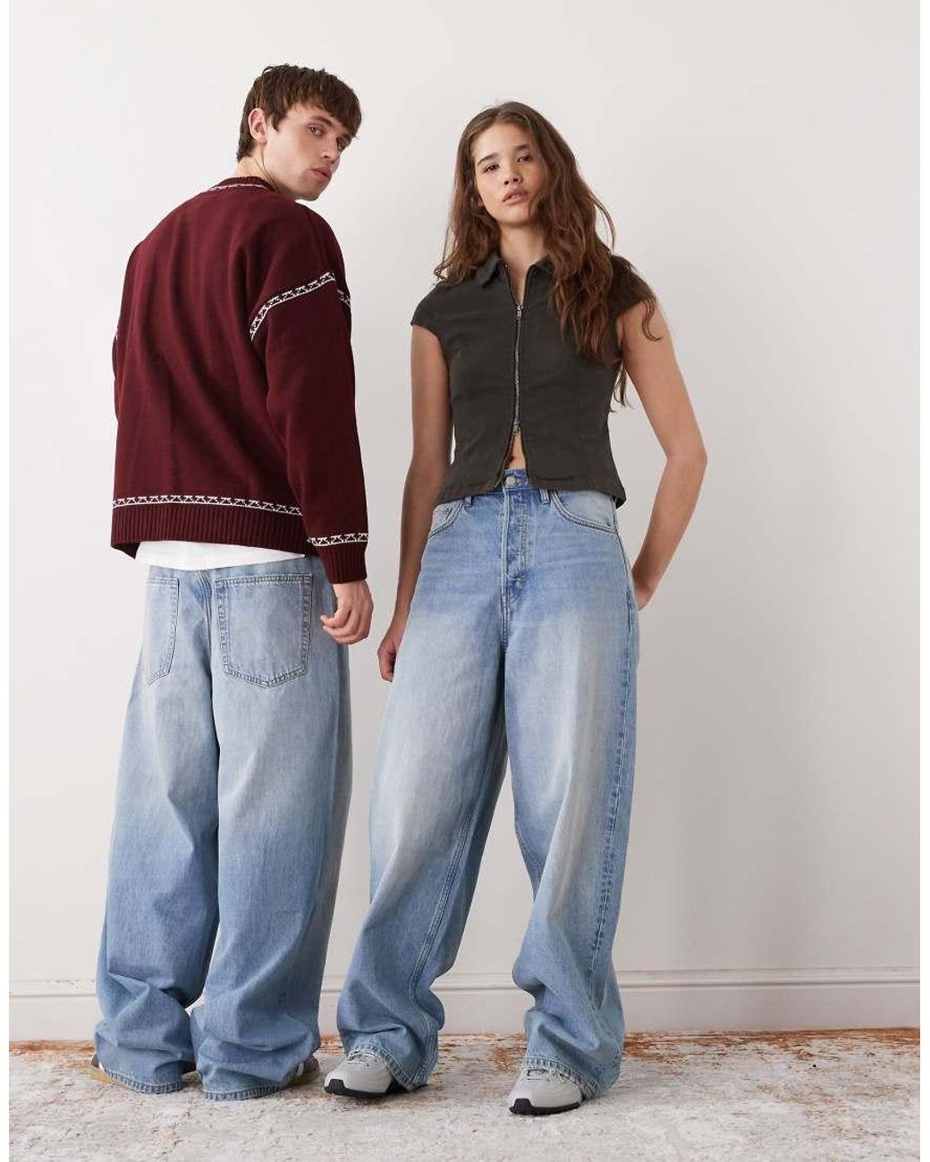 Weekday Blue Astro Low Rise Baggy Fit Jeans