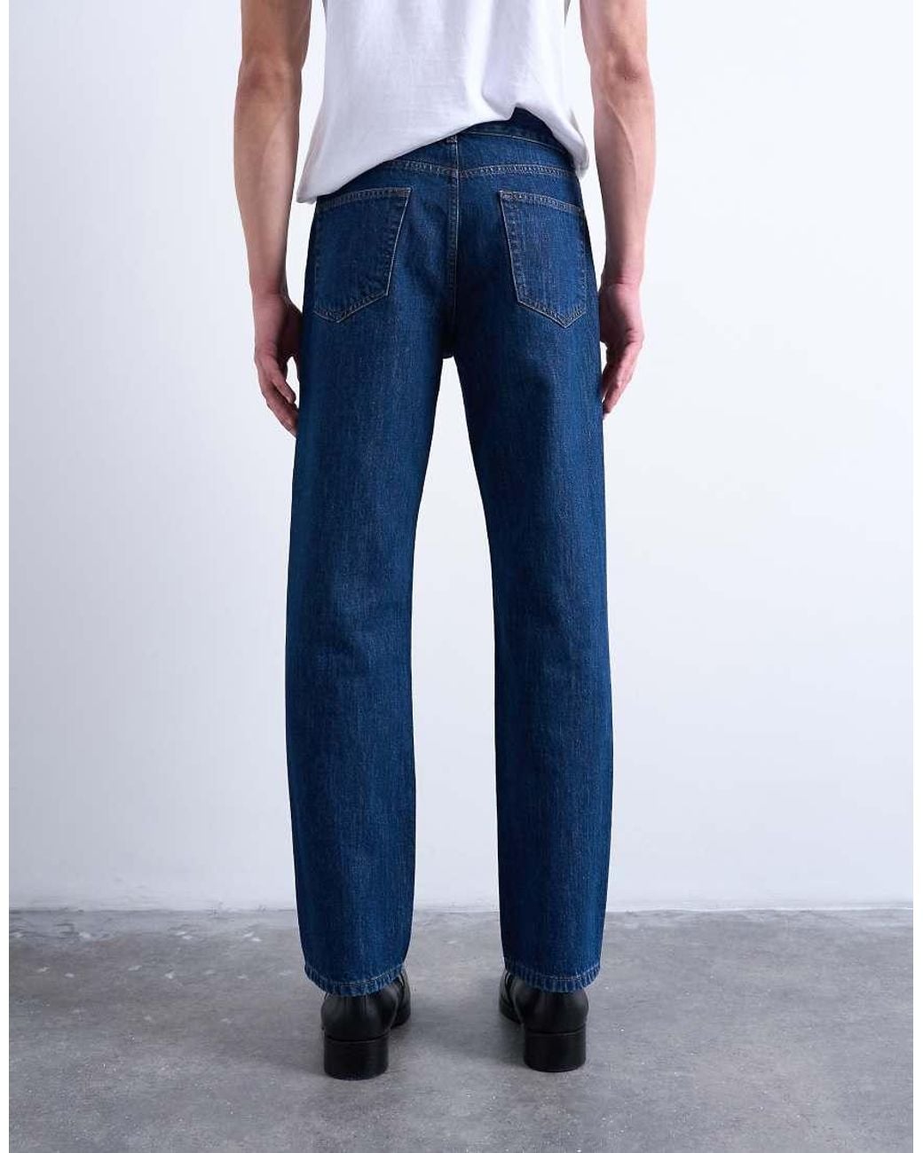 Topman Blue Rigid Straight Jean for men