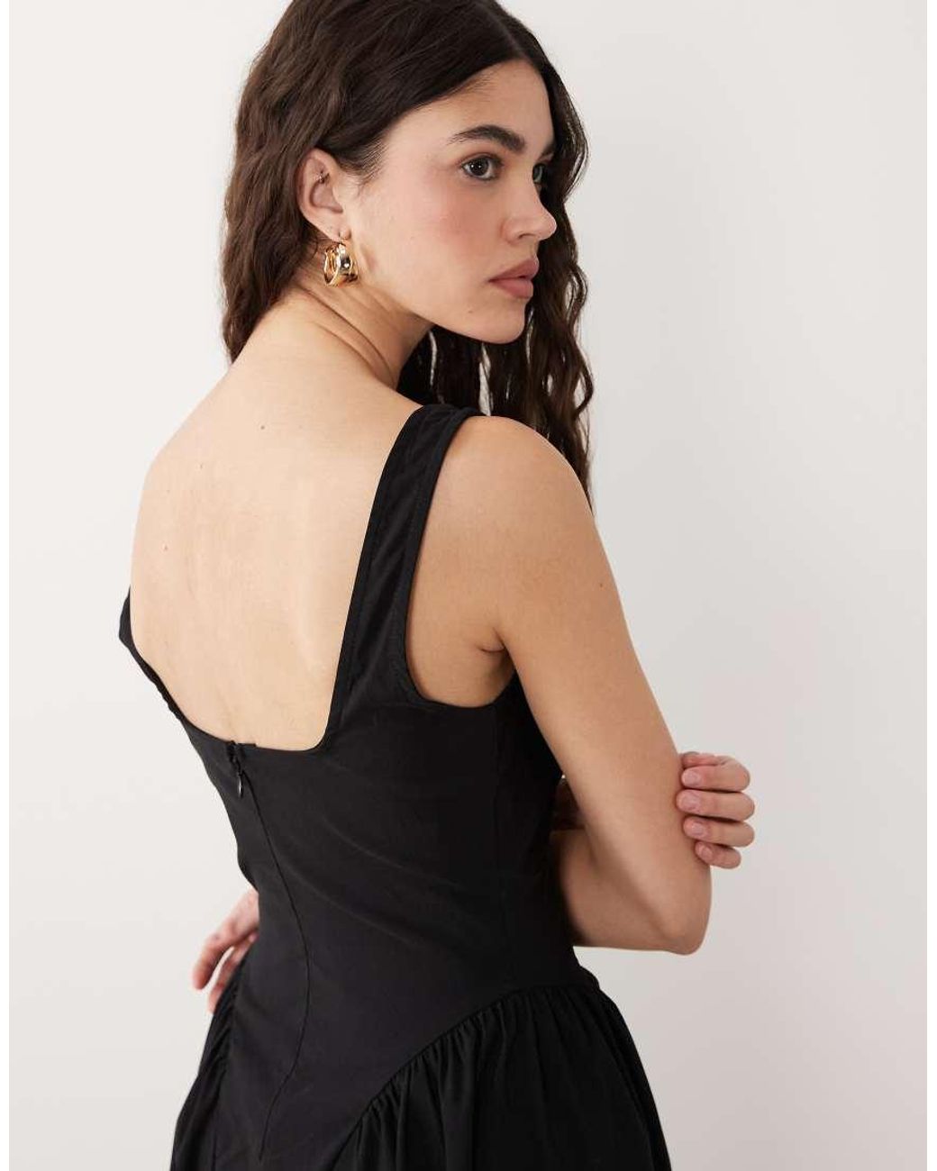 New Look Black Square Neck Seam Detail Midi Dress