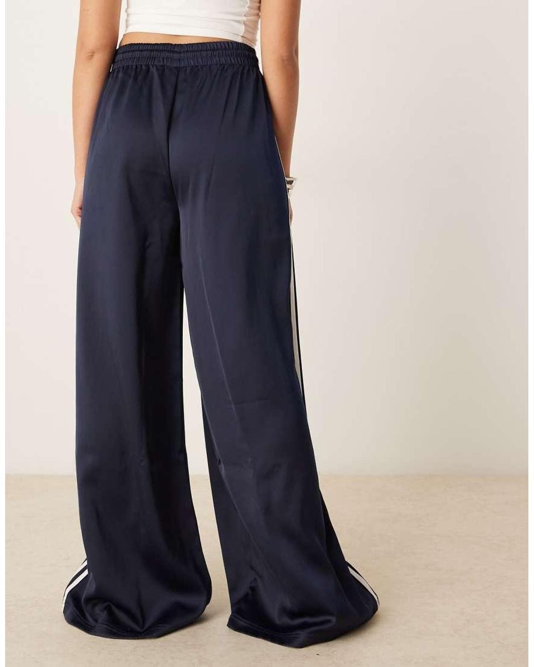 Adidas Originals Blue Wide Leg Satin Joggers