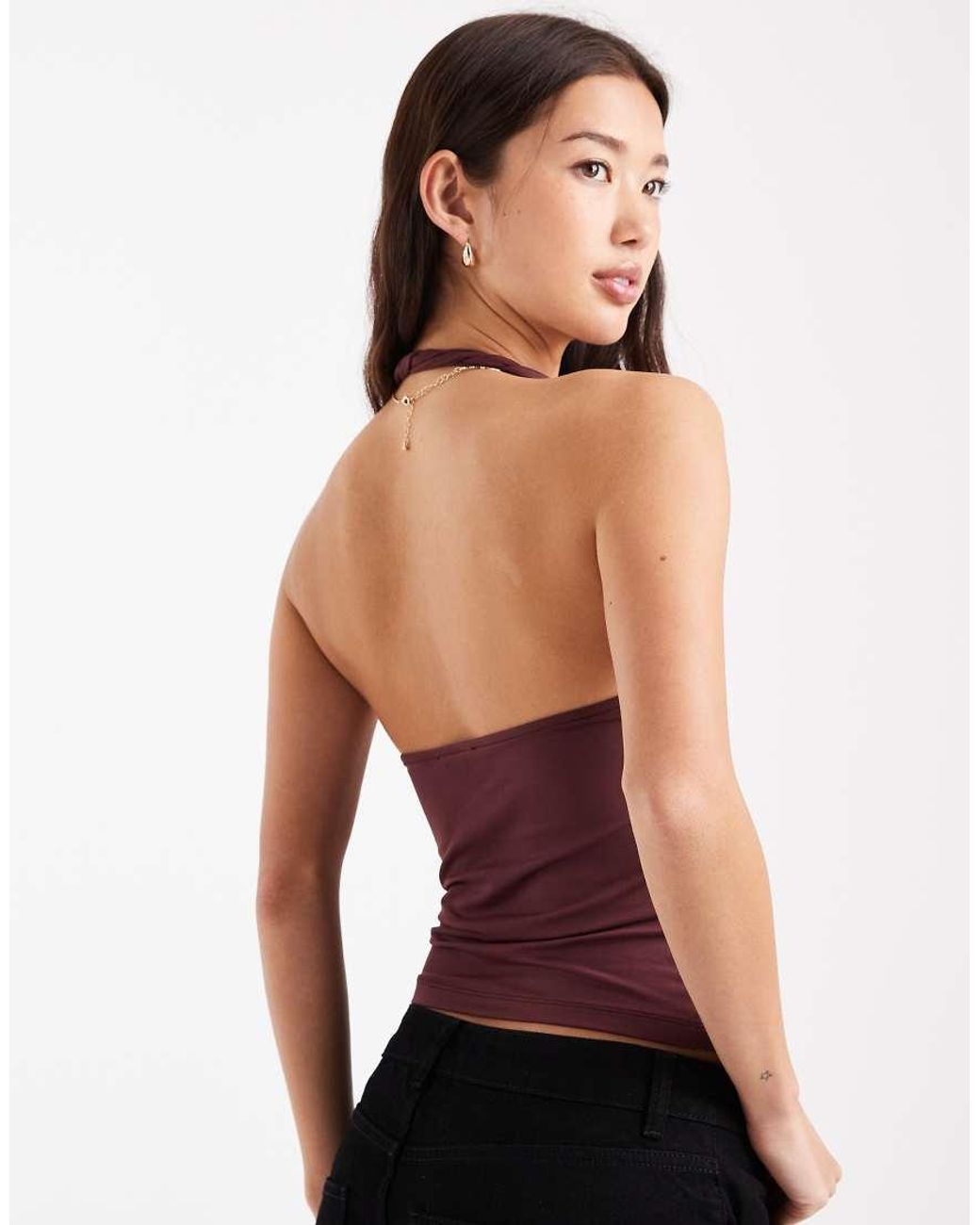 ASOS Purple Twist Strap Halter Top