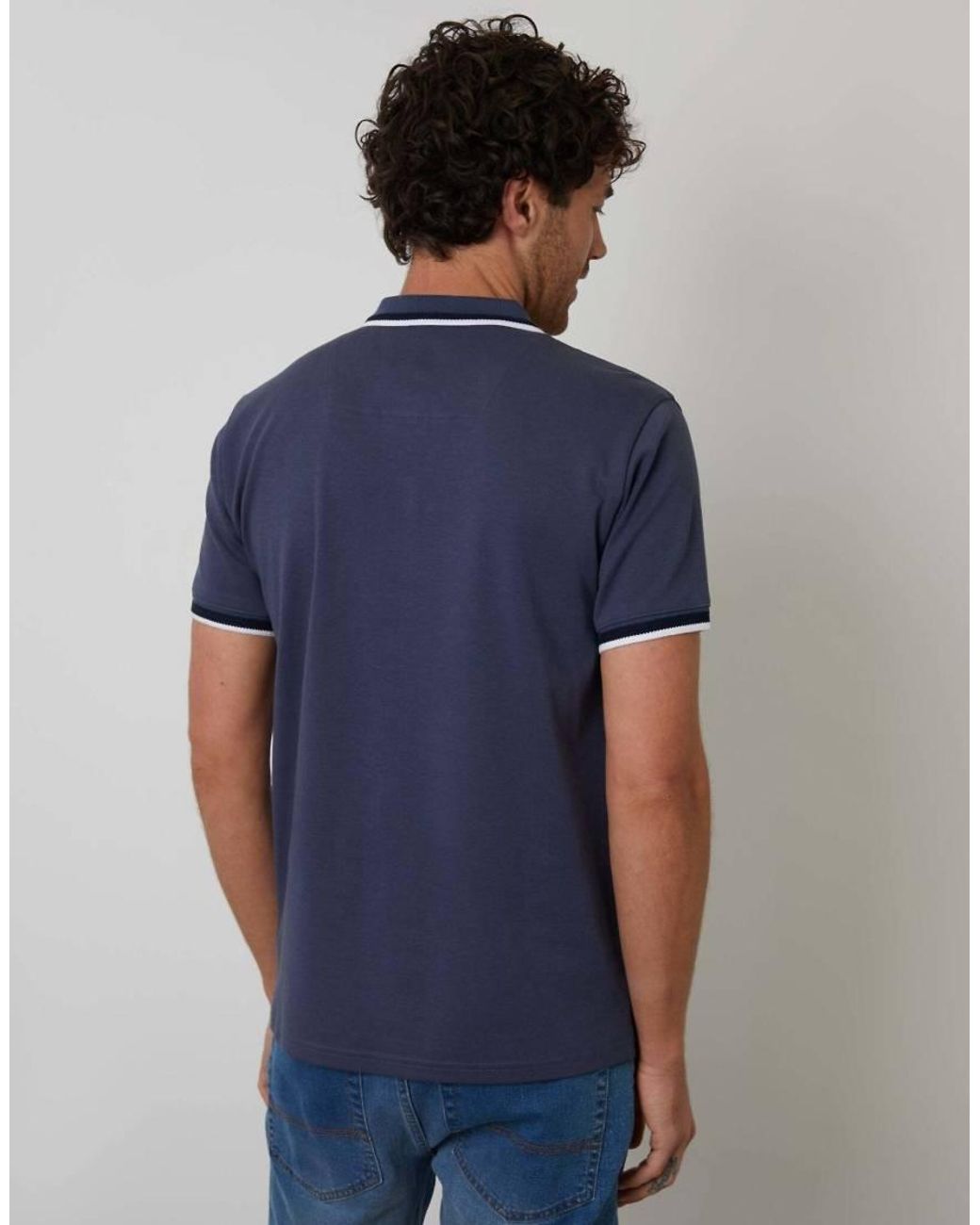 Threadbare Blue Jetted Pocket Cotton Polo Shirt for men