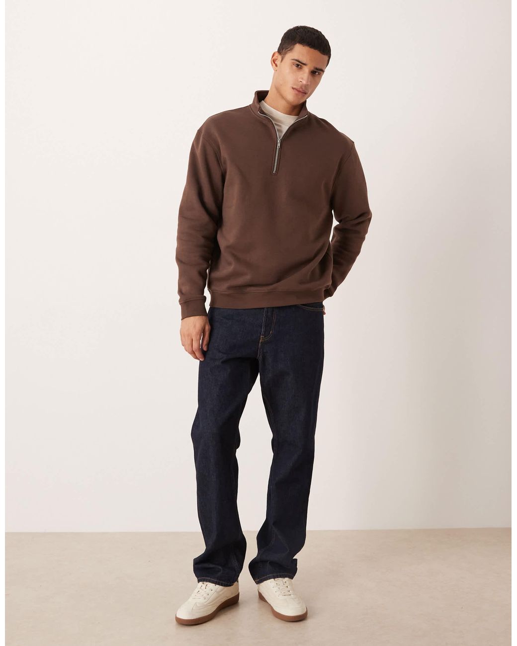 ASOS – basic-sweatshirt mit relaxed-fit-design in Brown für Herren