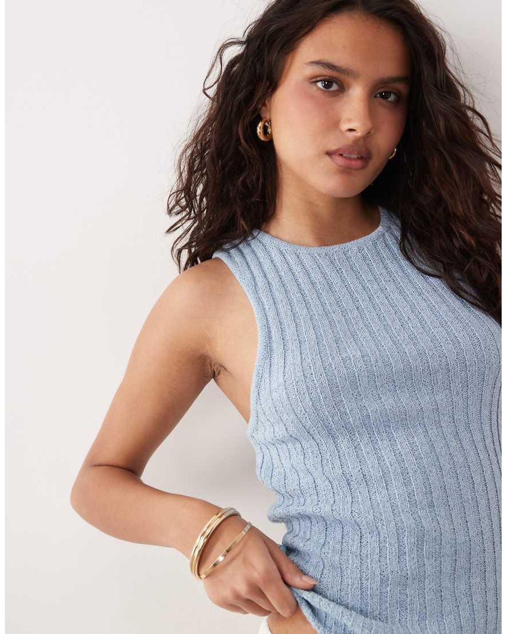 ASOS Blue Ribbed Racer Boucle Vest