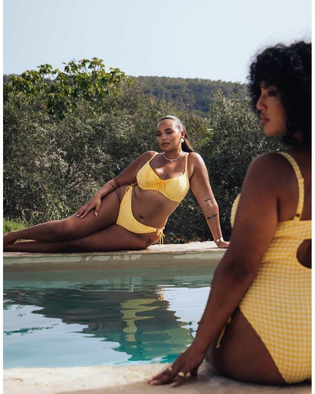 Curvy Kate Yellow Holiday Gingham Scooped Balcony Bikini Top
