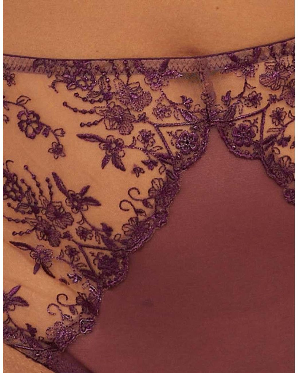 Playful Promises Brown Cassia Embroidery High Waisted Thong