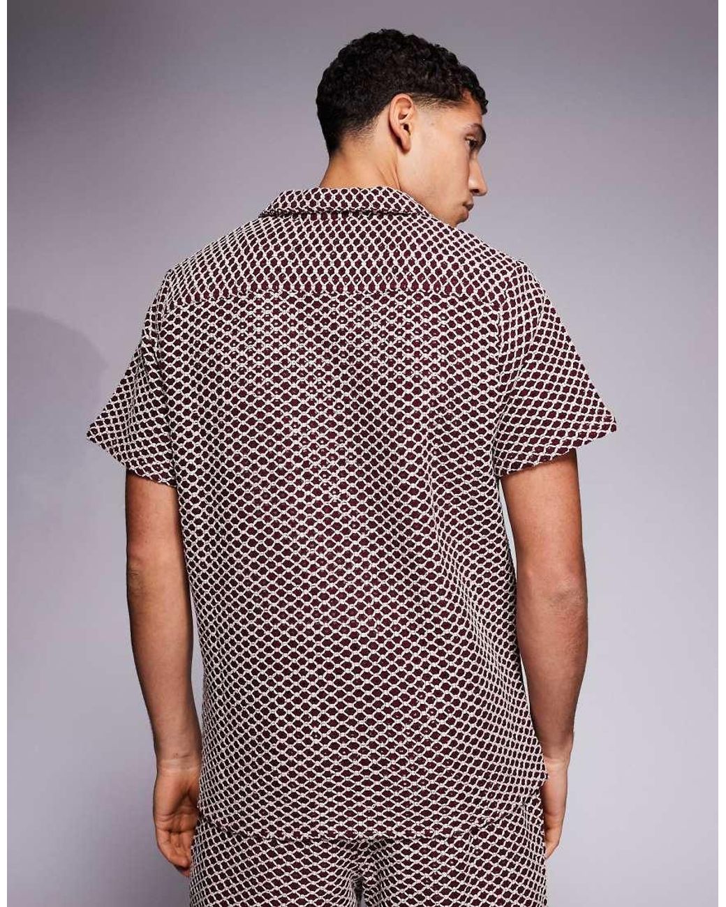 South Beach Purple Crochet Shirt for men