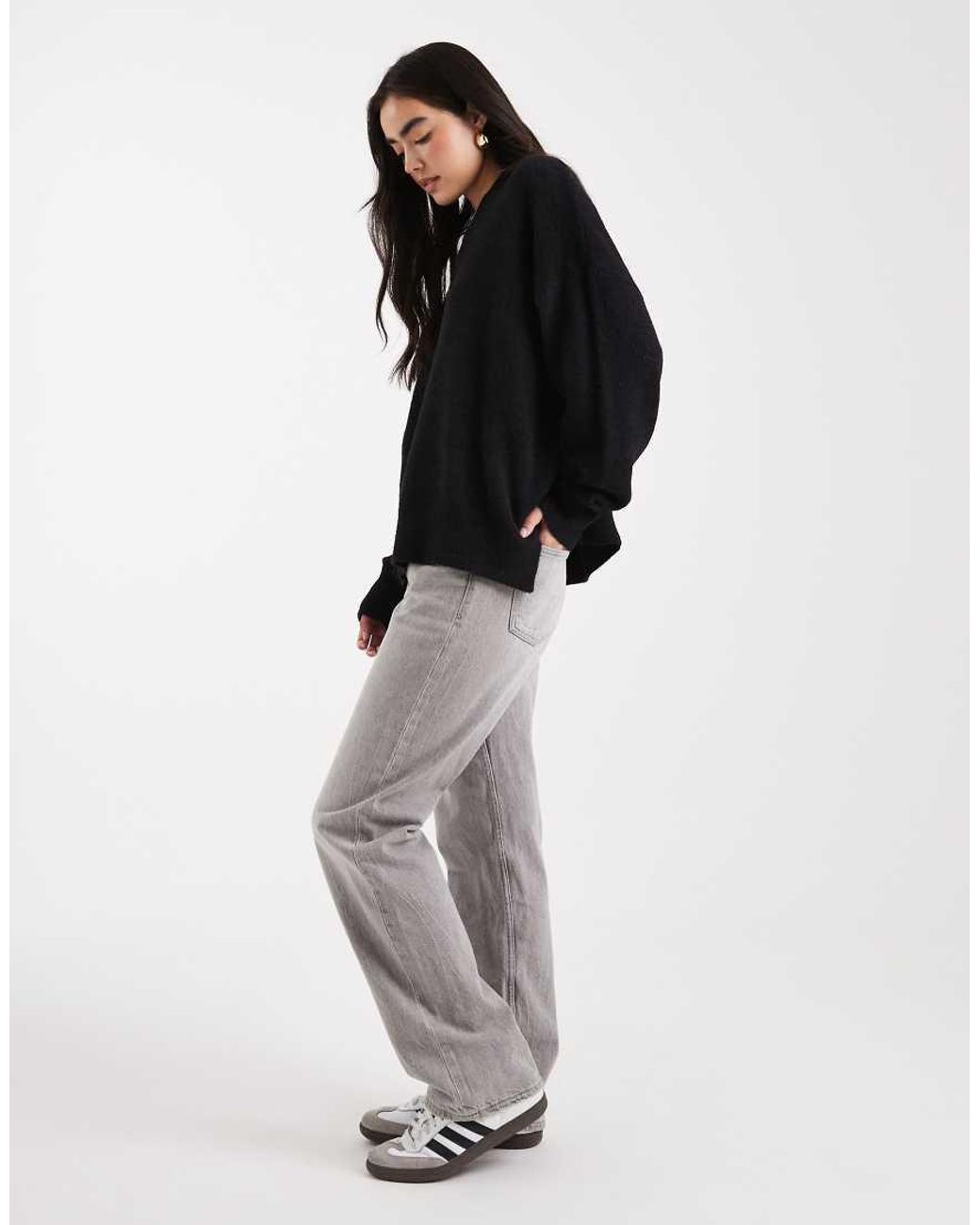 ASOS Black Oversized Super Soft V Neck Jumper