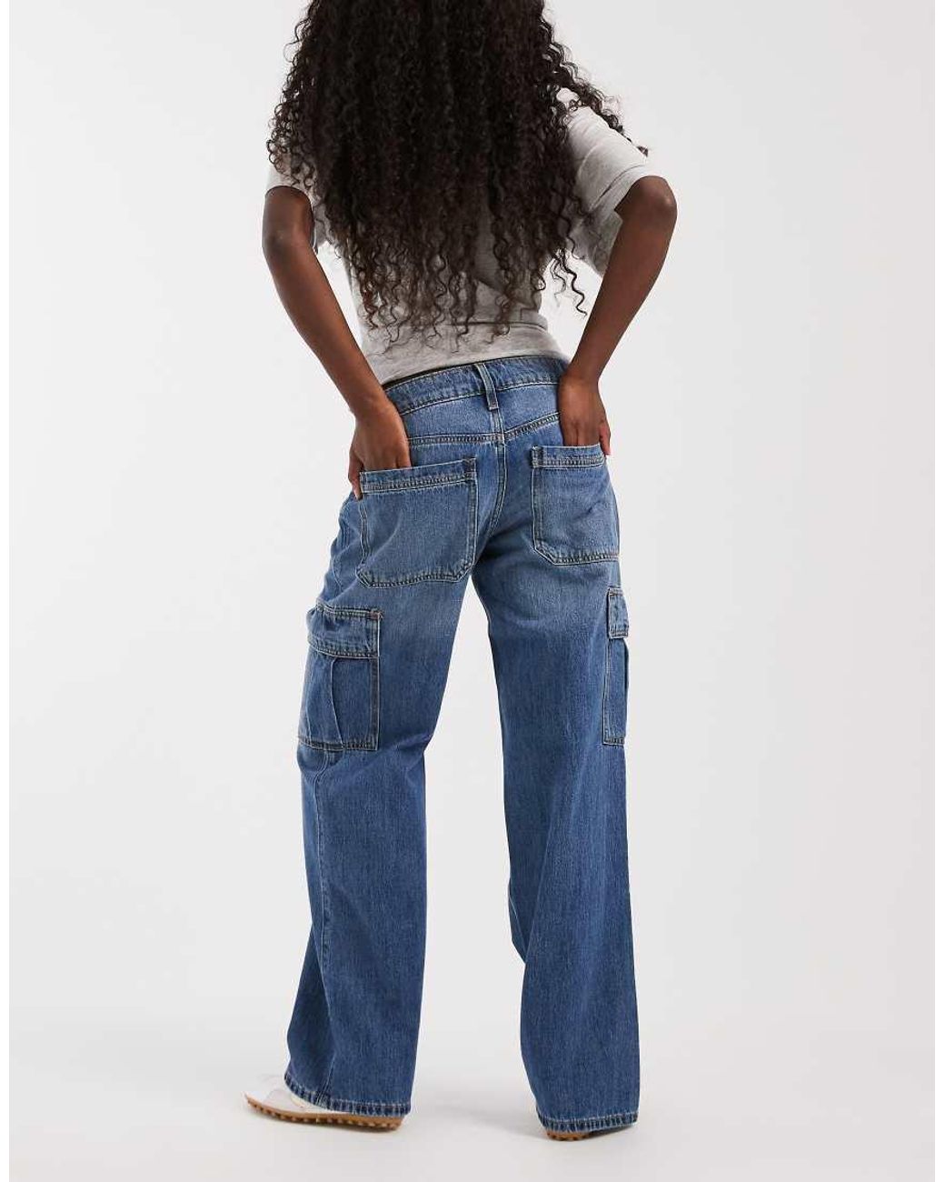 Hollister Blue Low Rise Cargo Jeans