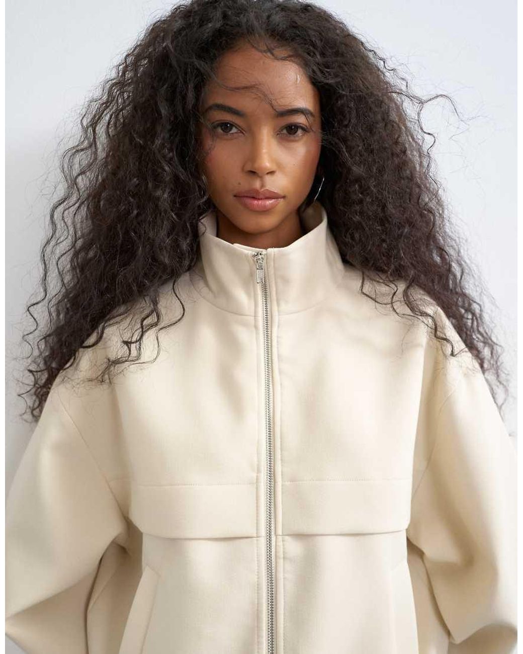 TOPSHOP Natural Co Ord Funnel Neck Jacket