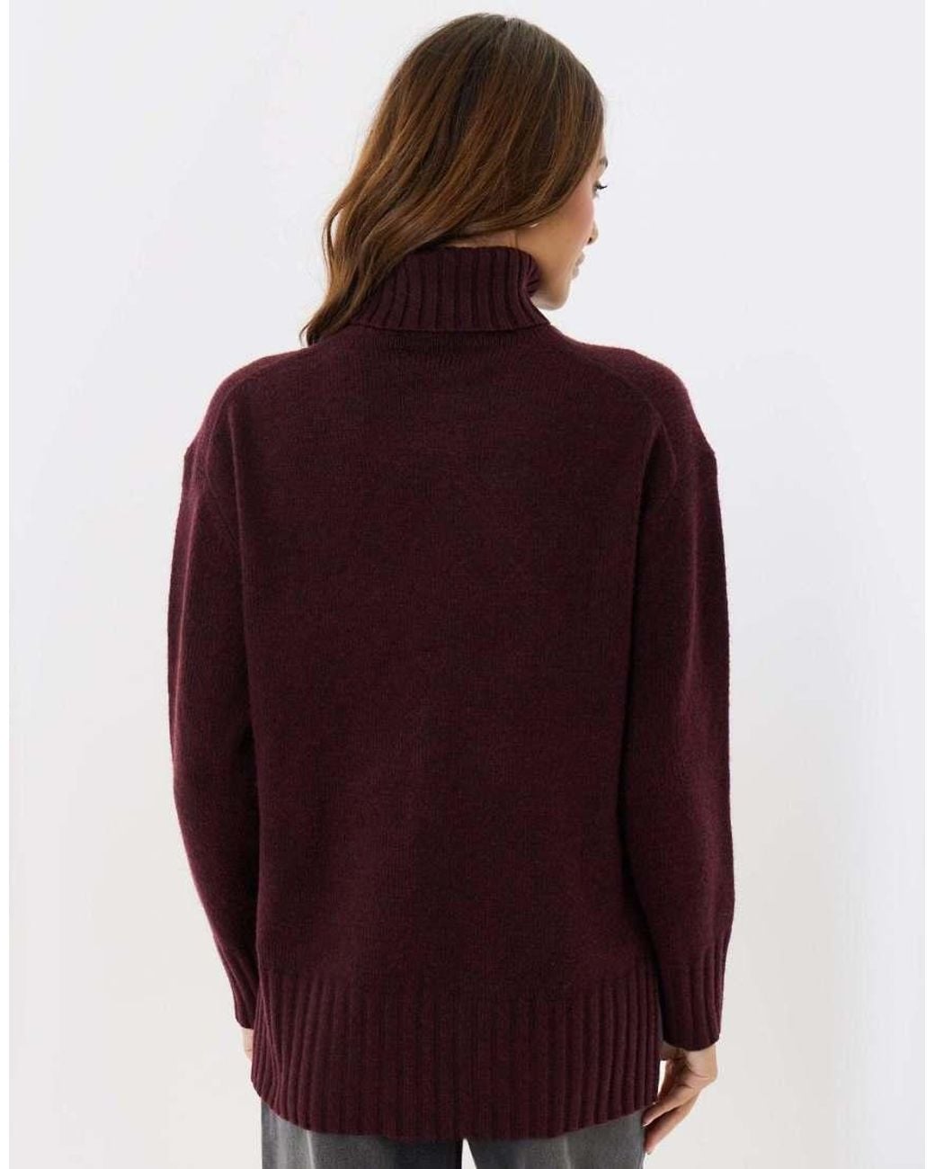 Threadbare Red Oversized Roll Neck Jumper