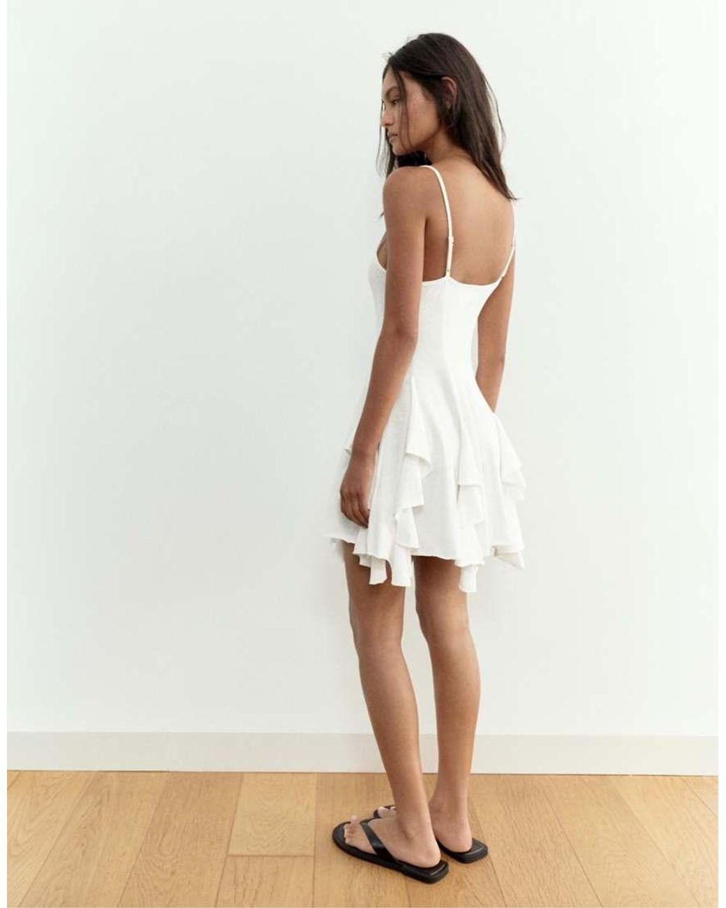 Pull&Bear White Short Strappy Flared Dress