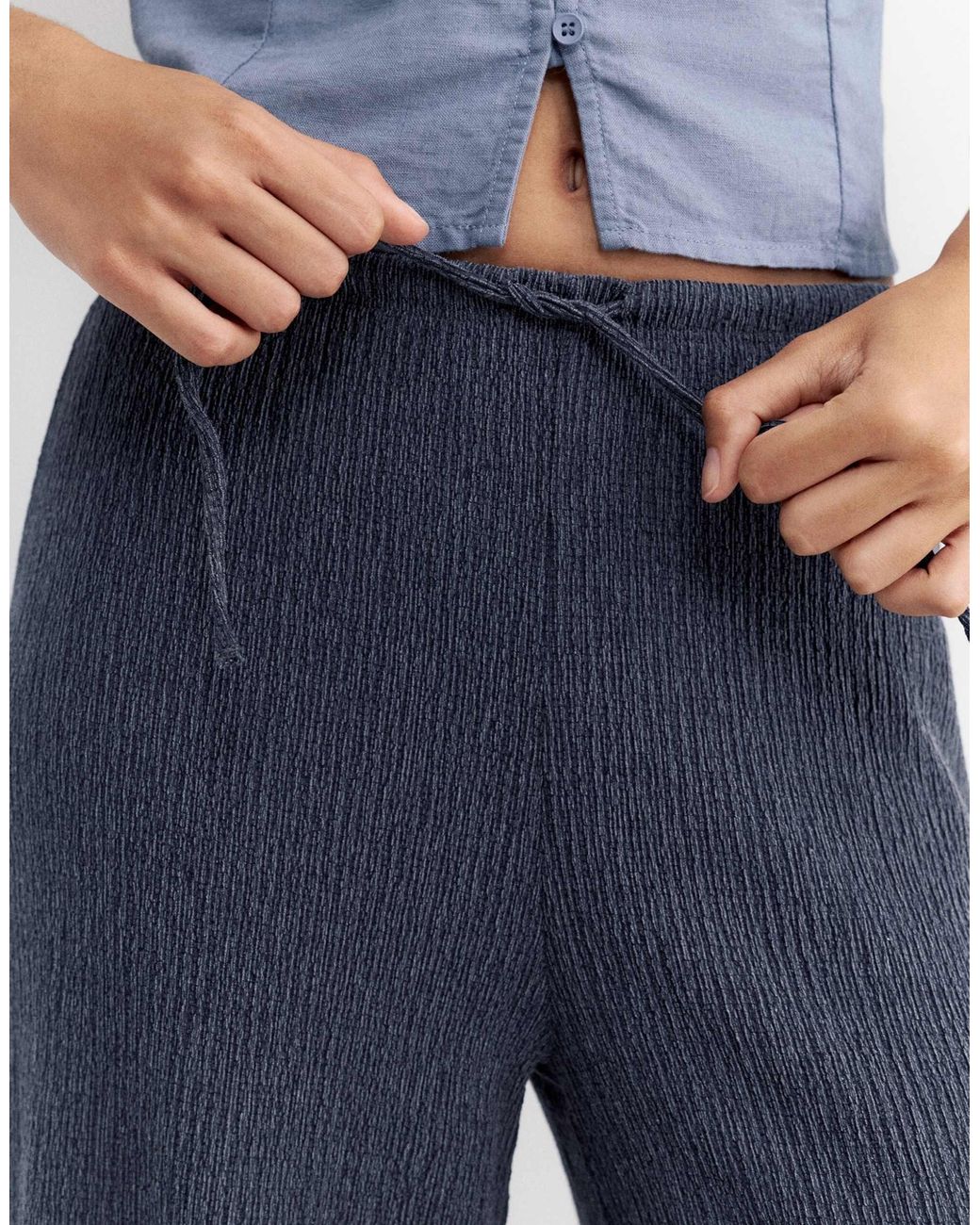 Pantalon ample en crêpe Pull&Bear en coloris Blue