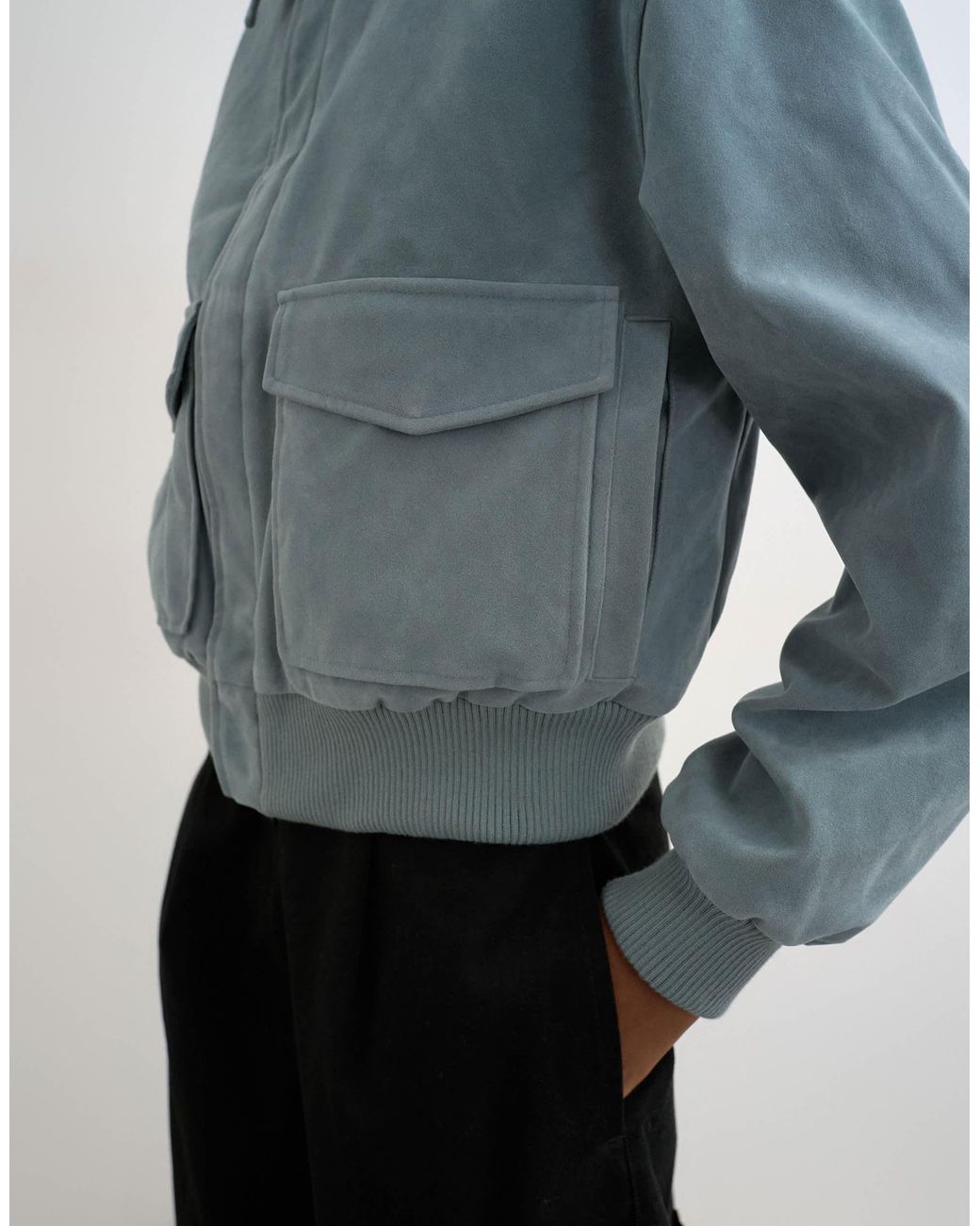 TOPSHOP Blue – jacke aus wildlederimitat