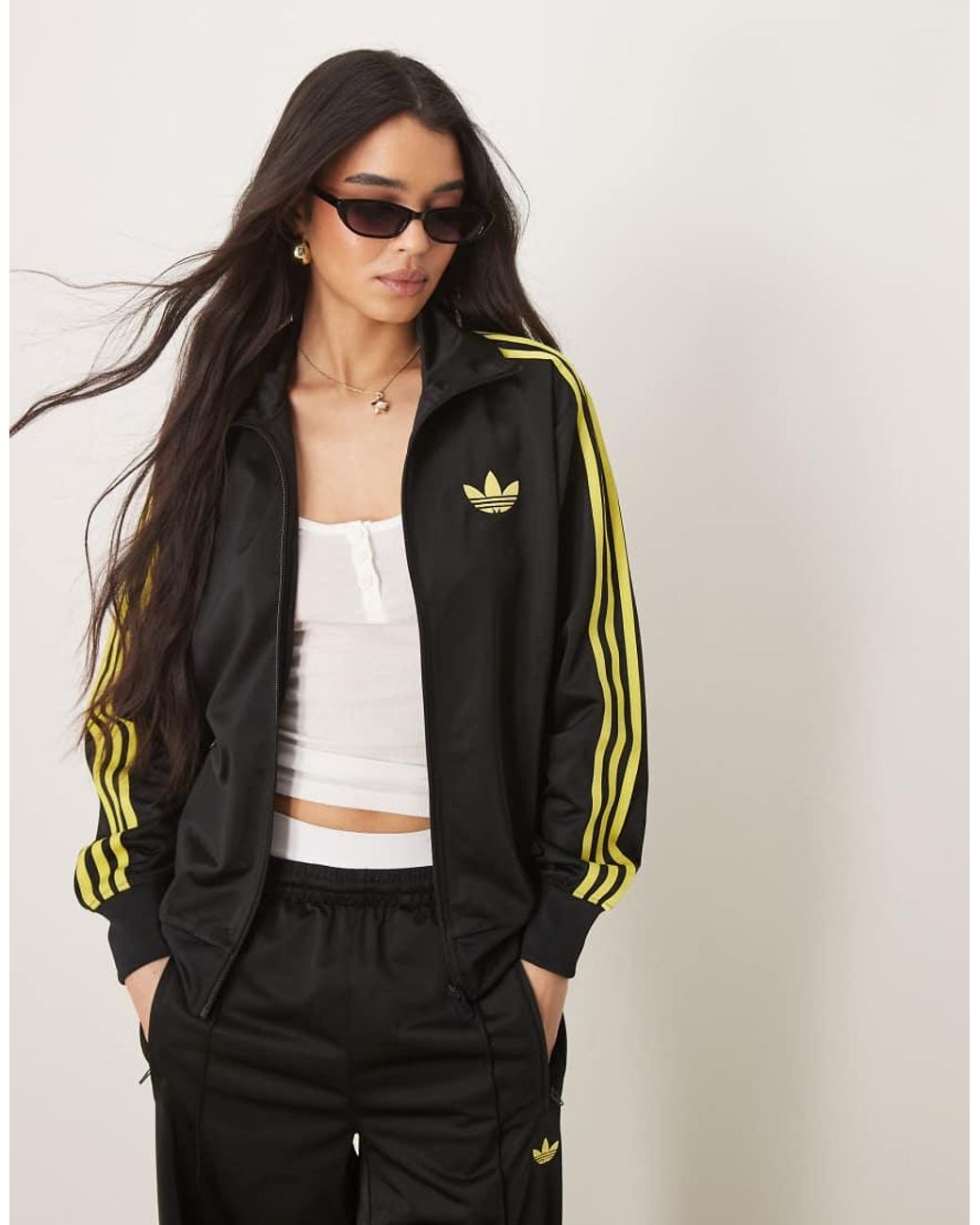 adidas Originals Firebird Loose Track Top in Black | Lyst UK