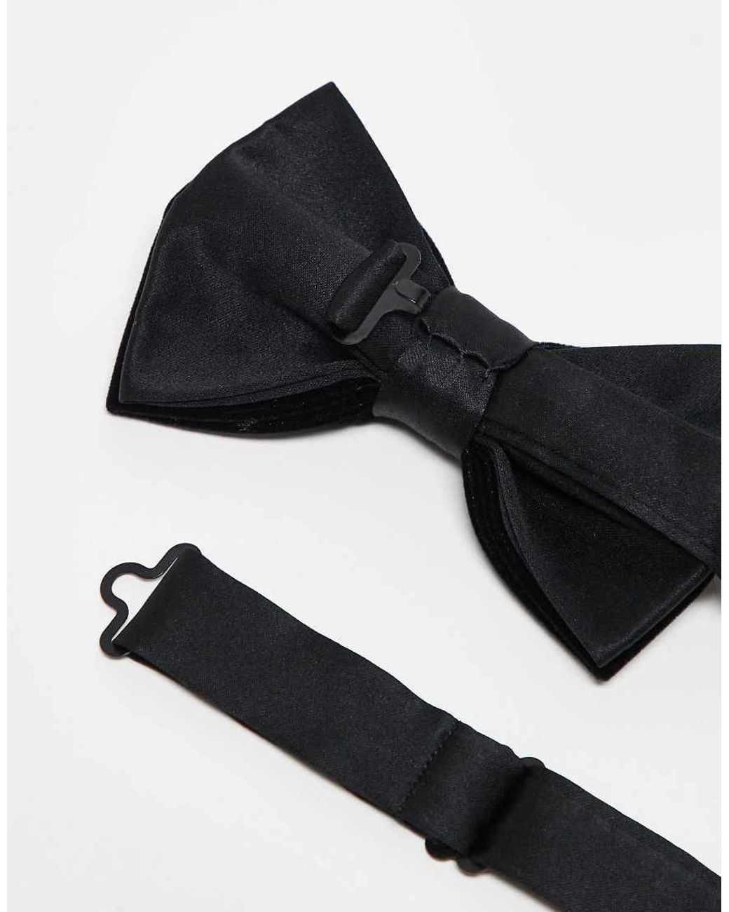 ASOS Black Velvet Bow Tie With Satin Detail for men
