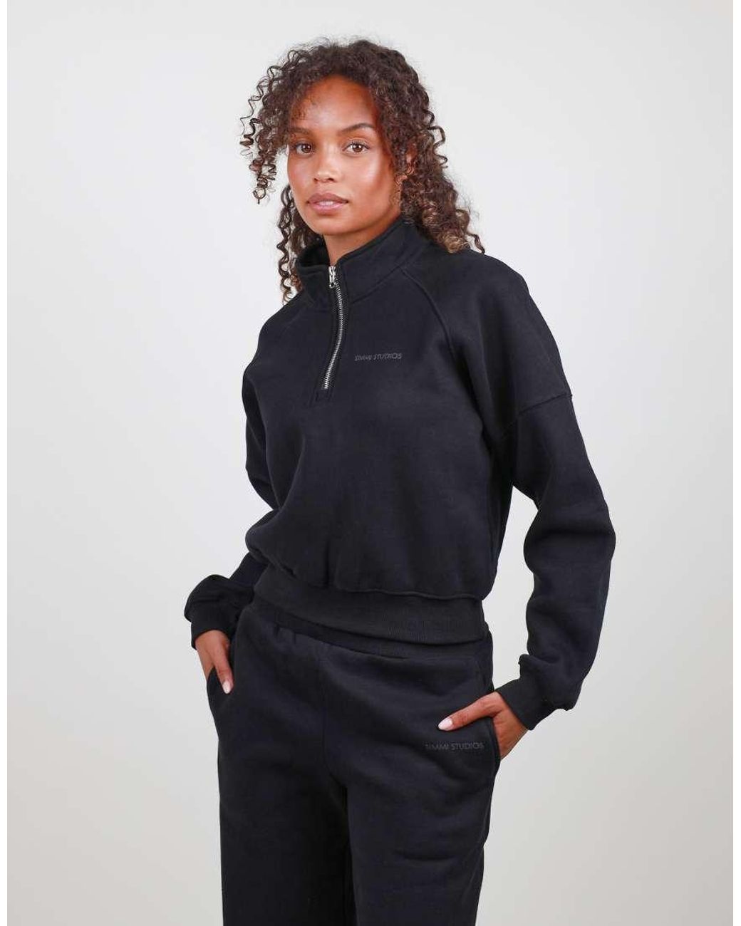 SIMMI Blue Half Zip Cropped Sweatshirt