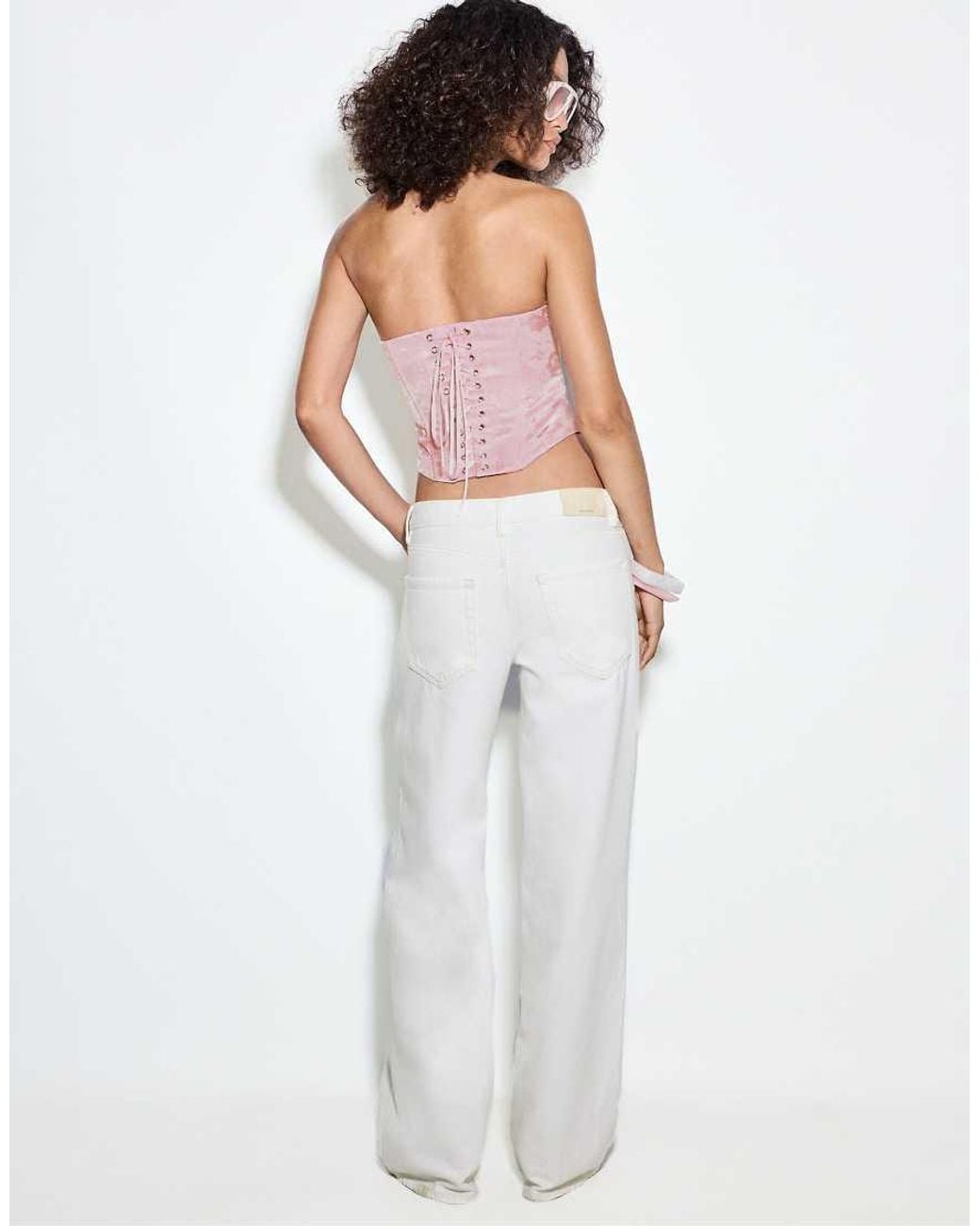 Stradivarius Natural Tall D91 Low Wide-leg Twill Jeans