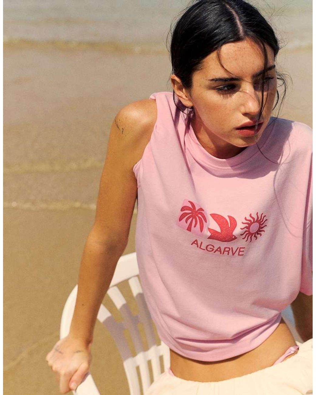Pull&Bear Pink Algarve Oversize Graphic T-shirt