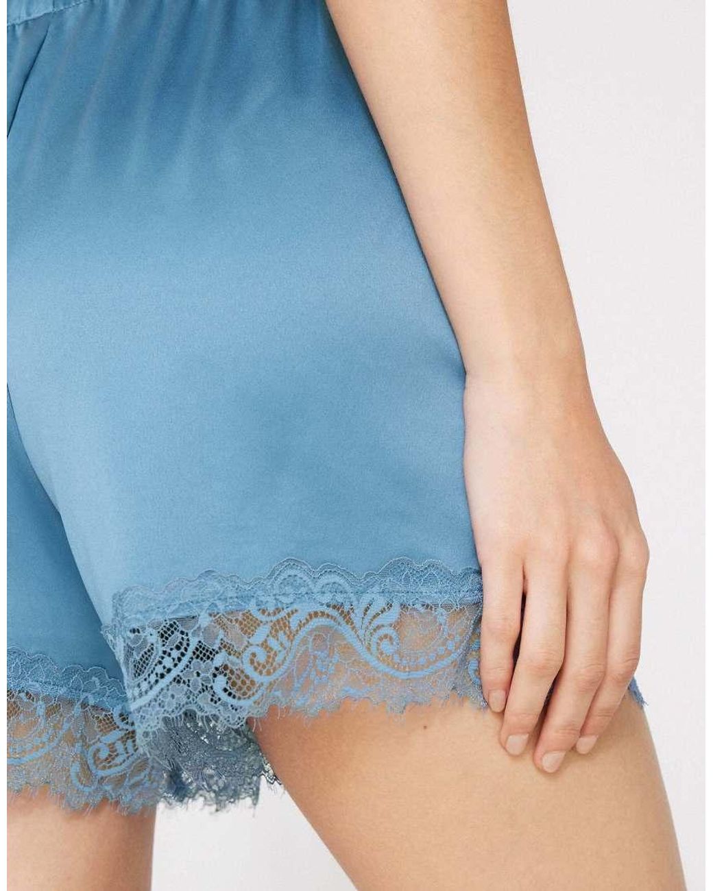 Tezenis Blue Satin Lace Shorts
