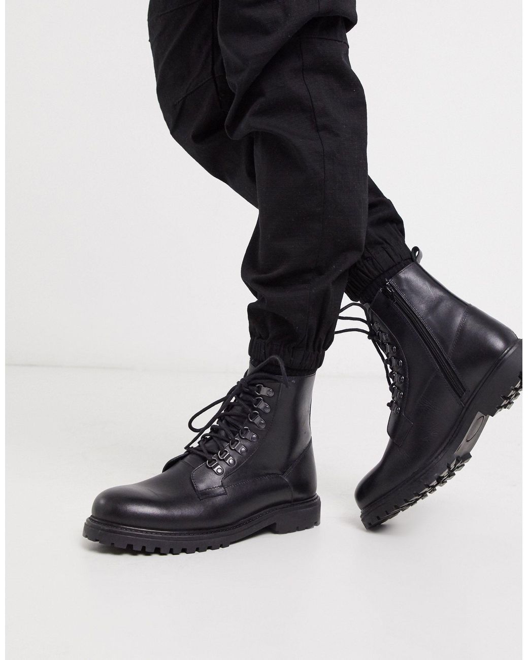 Bolongaro Trevor Chunky Leather Boots in Black for Men | Lyst