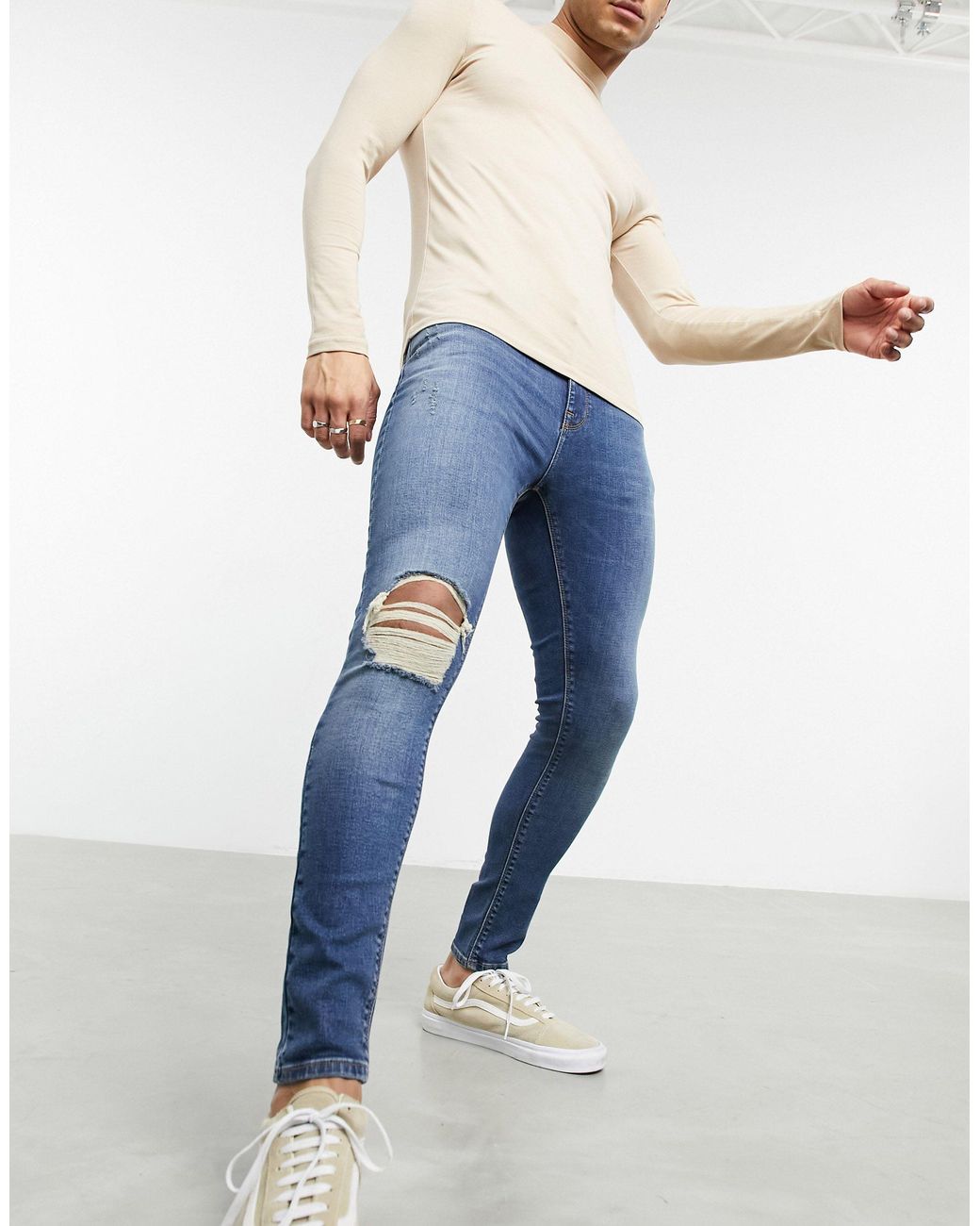 ASOS Denim Sprayon Jeans With Power Stretch in Blue for Men Lyst