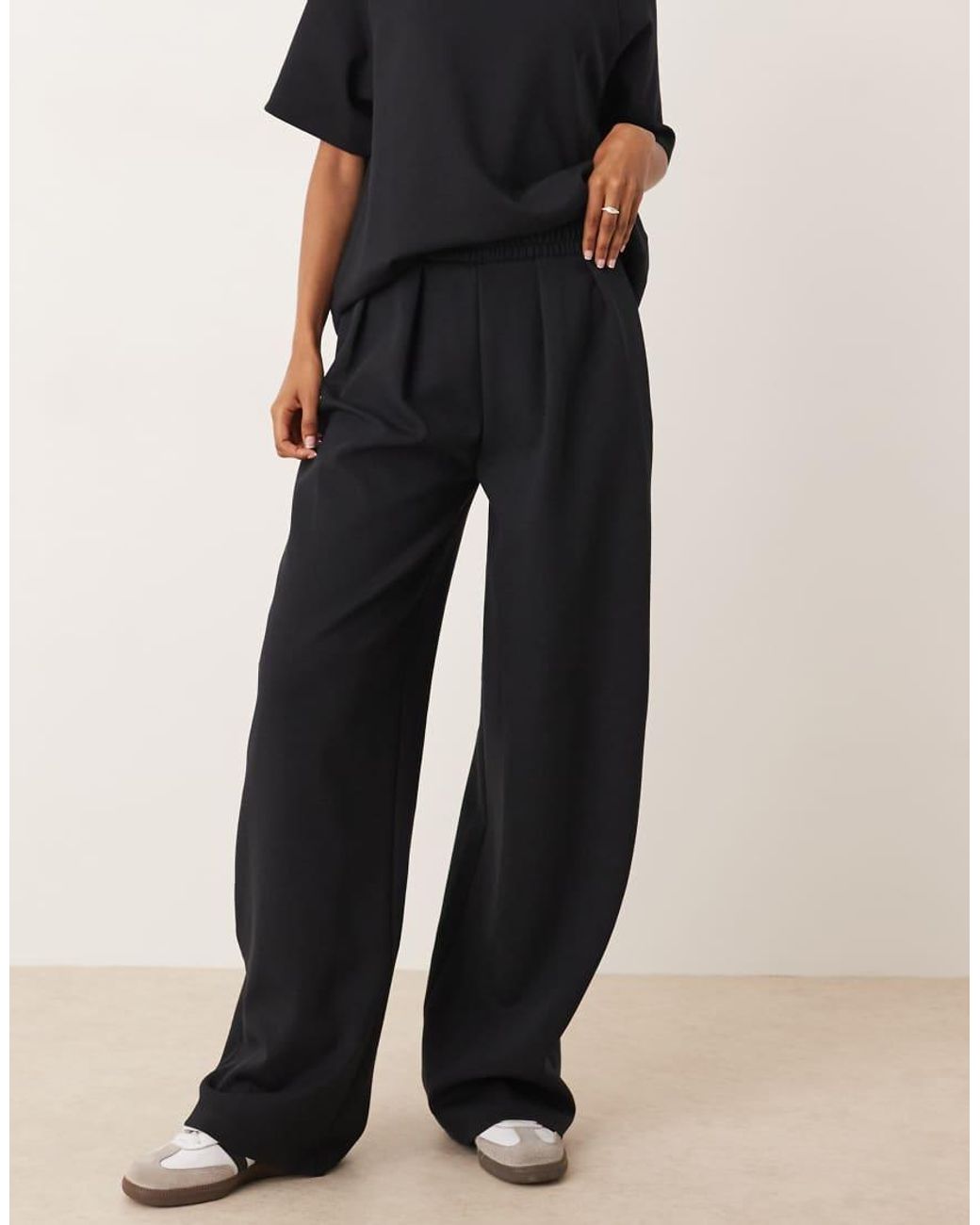 ASOS Black Interlock Super Wide Leg Trouser