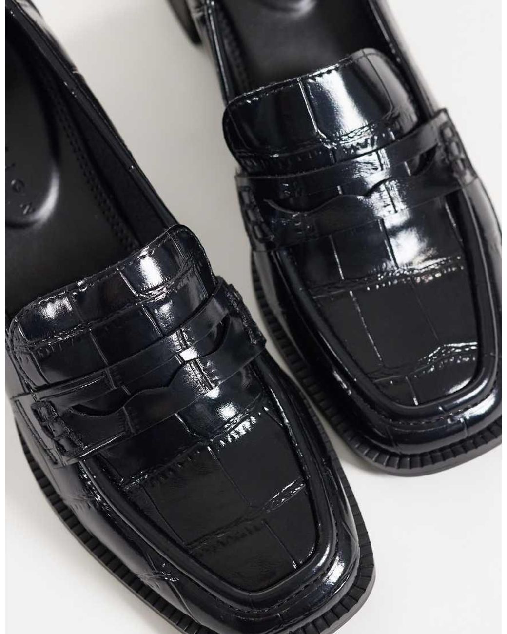 ASOS Black Speed Mid Heeled Loafers