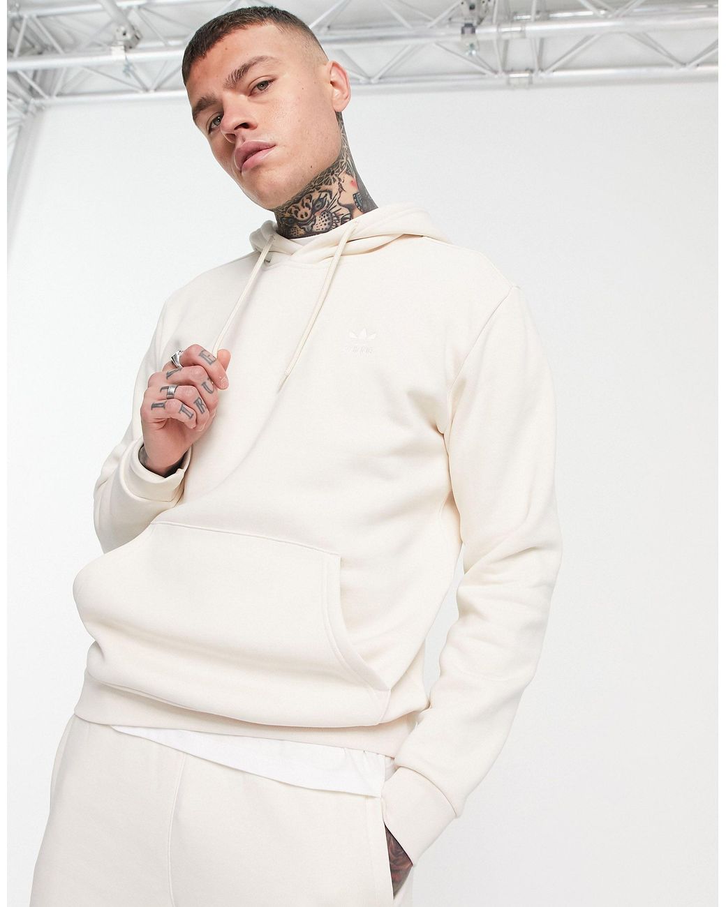 Sudadera blanca básica con capucha y trébol trefoil essentials adidas  Originals de hombre de color Neutro | Lyst