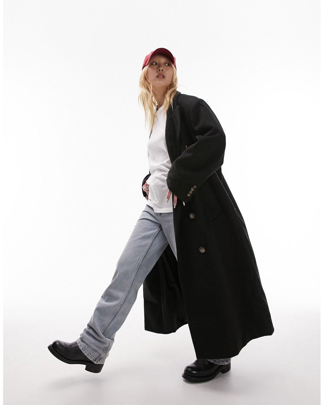 Topshop black hotsell wool coat