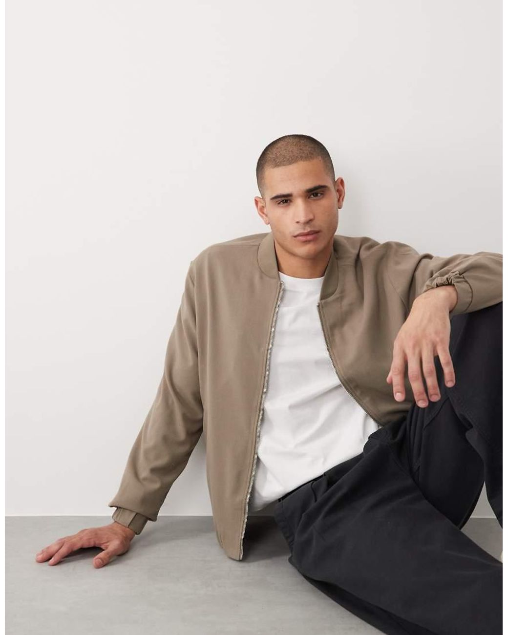 River Island Natural Bomber Jacket for men