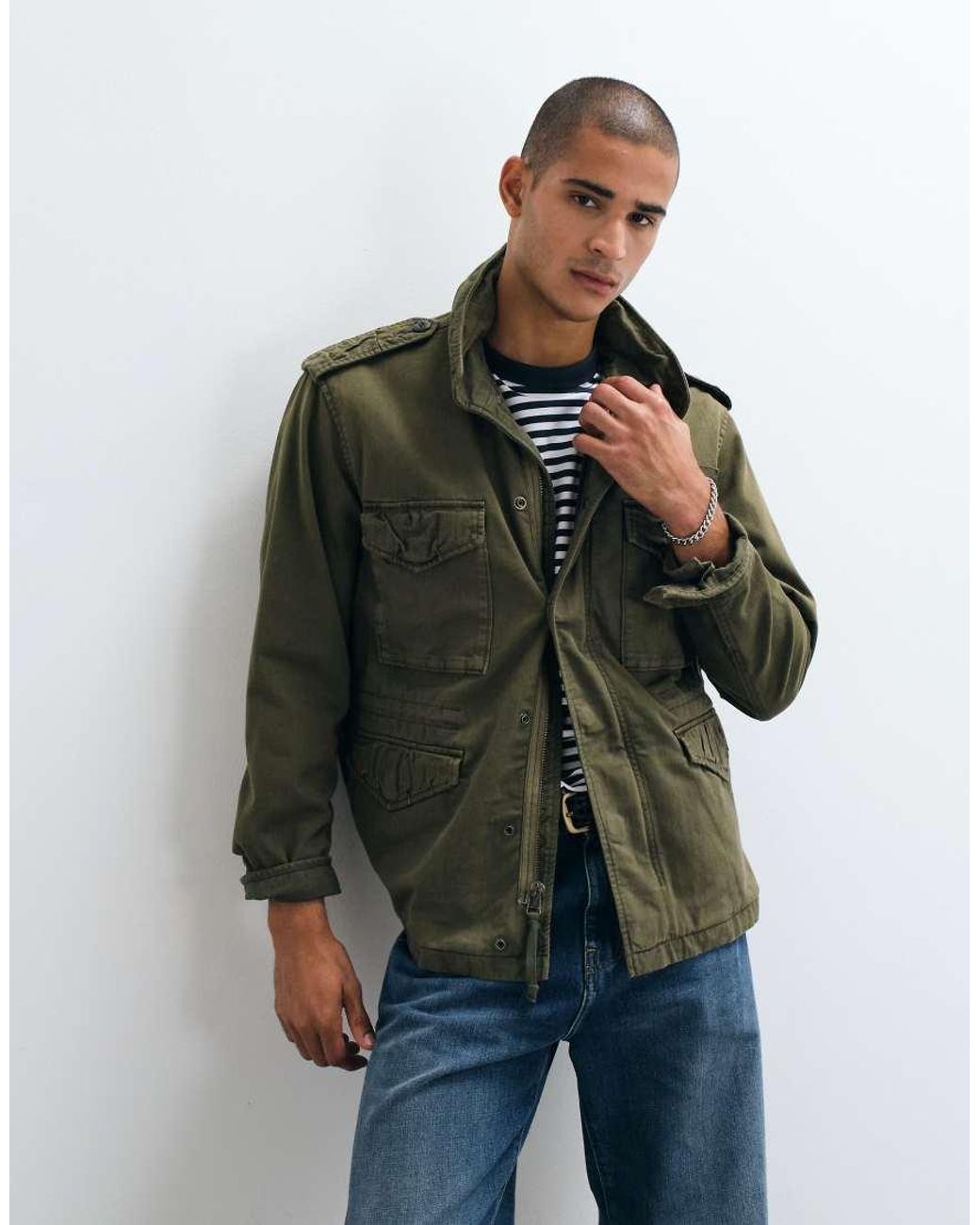 Abercrombie & Fitch Green Zip Up Utility Jacket for men