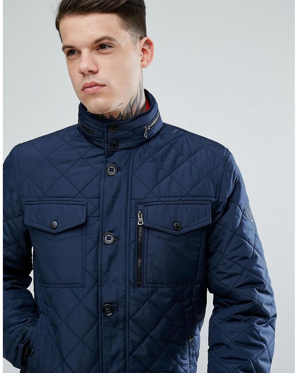 Tommy Hilfiger Diamond Quilted Bomber Jacket in Blue for | Lyst